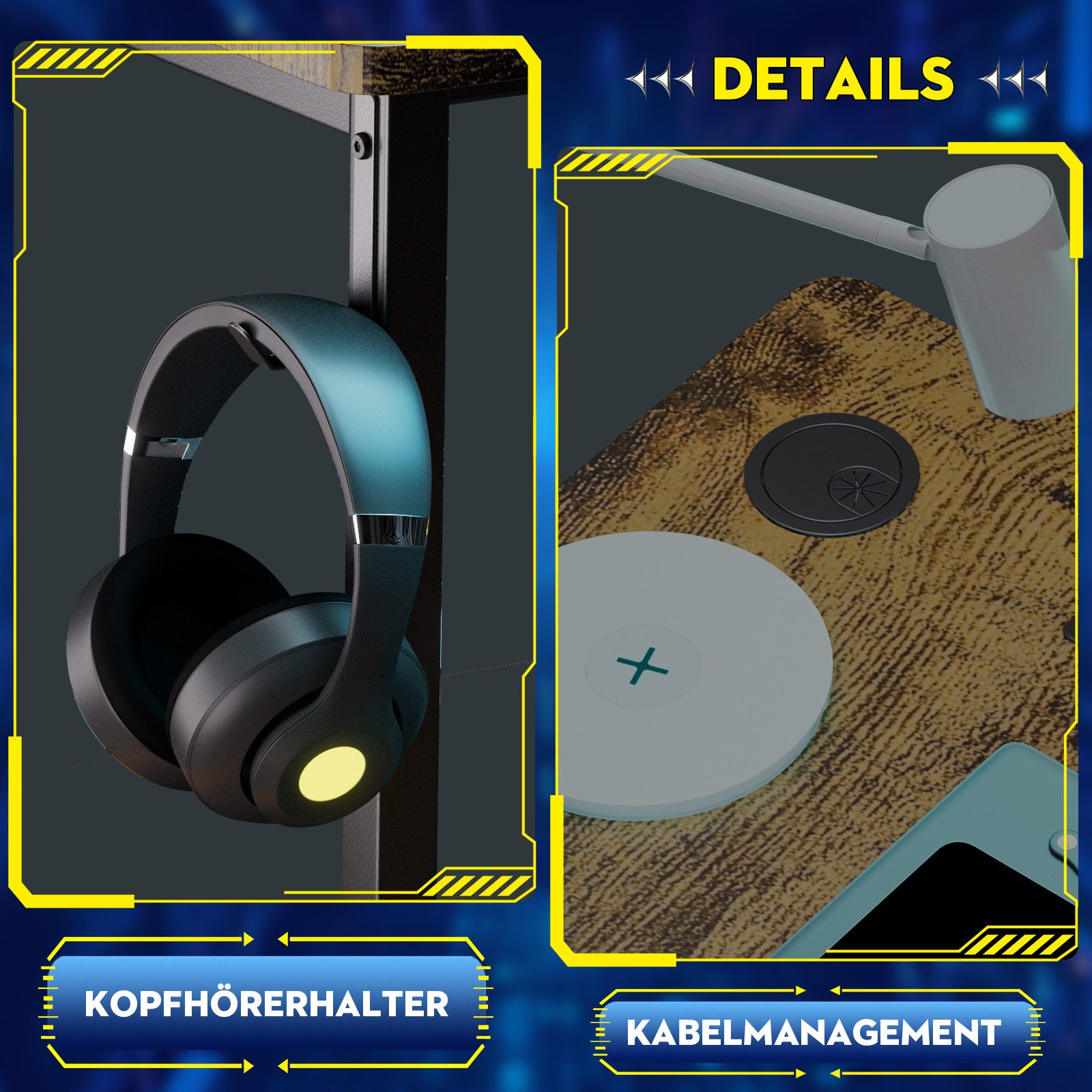 GTPLAYER Schreibtisch Gaming Tisch Eckschreibtisch mit Regal USB-Ladeanschluss und Steckdose (1 Tisch), 120/100cm Computertisch L Form, PC Tisch für Büro, Heimbüro