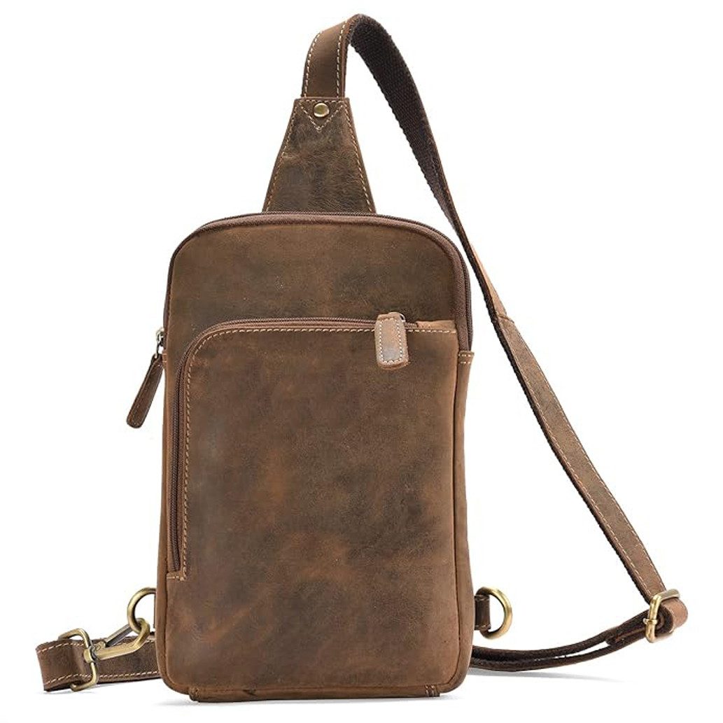 ALMADIH Umhängetasche Leder Herren Brusttasche DARIO Ledertasche – Kompakte Messenger