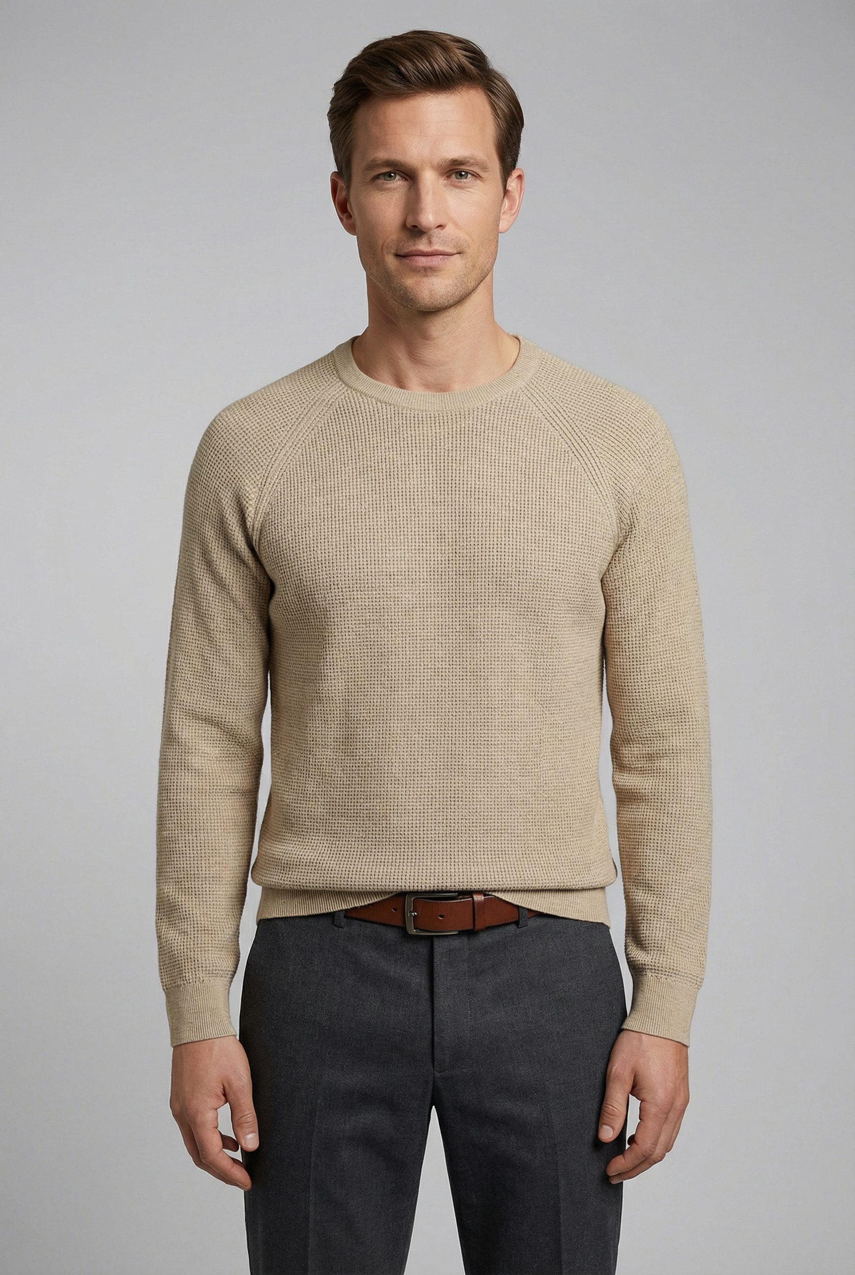 OLYMP Rundhalspullover Waffle Structure Rundhals, casual, unifarben, regula günstig online kaufen