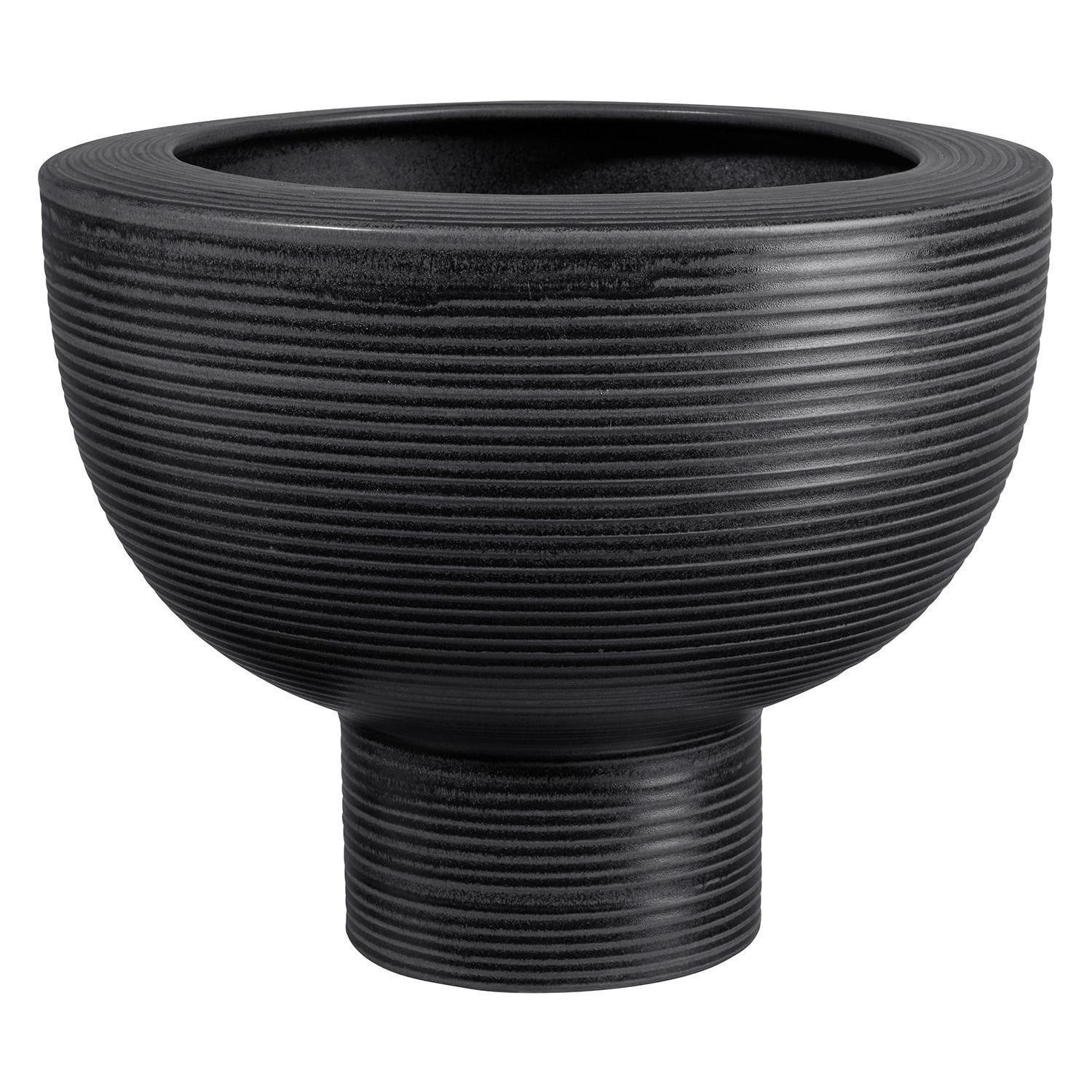 Übertopf MIDORO, H 24 cm, Schwarz, Steingut