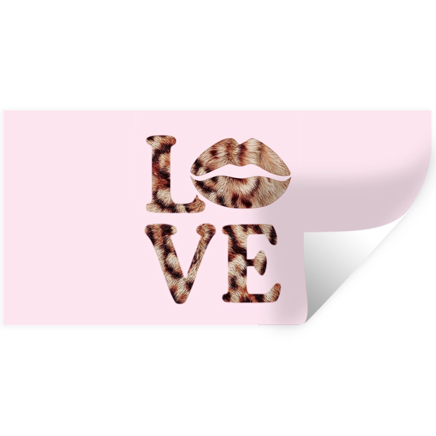MuchoWow Wandsticker Text - Liebe - Panthermantel - Hellrosa (1 St), Sticker für die Wohnzimmer und Schlafzimmer, 80x40 cm