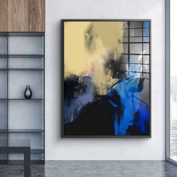 DOTCOMCANVAS® Acrylglasbild Extract - Acrylglas, Acrylglasbild blau gelb beige moderne abstrakte Kunst Druck Wandbild