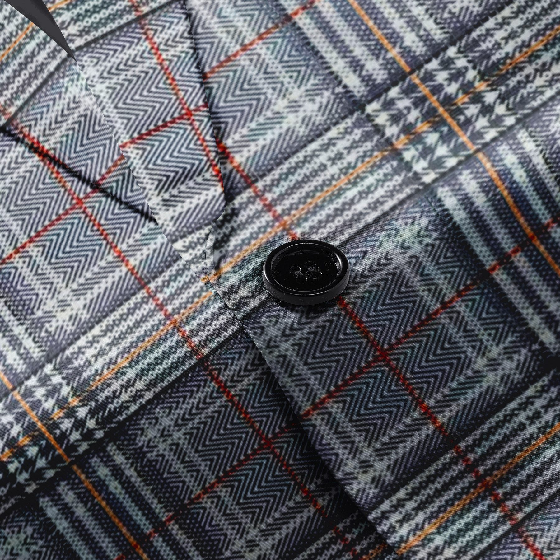 Allthemen Anzug (2 tlg) Slim Fit Herrenanzug im Farbeblock-Karomuster