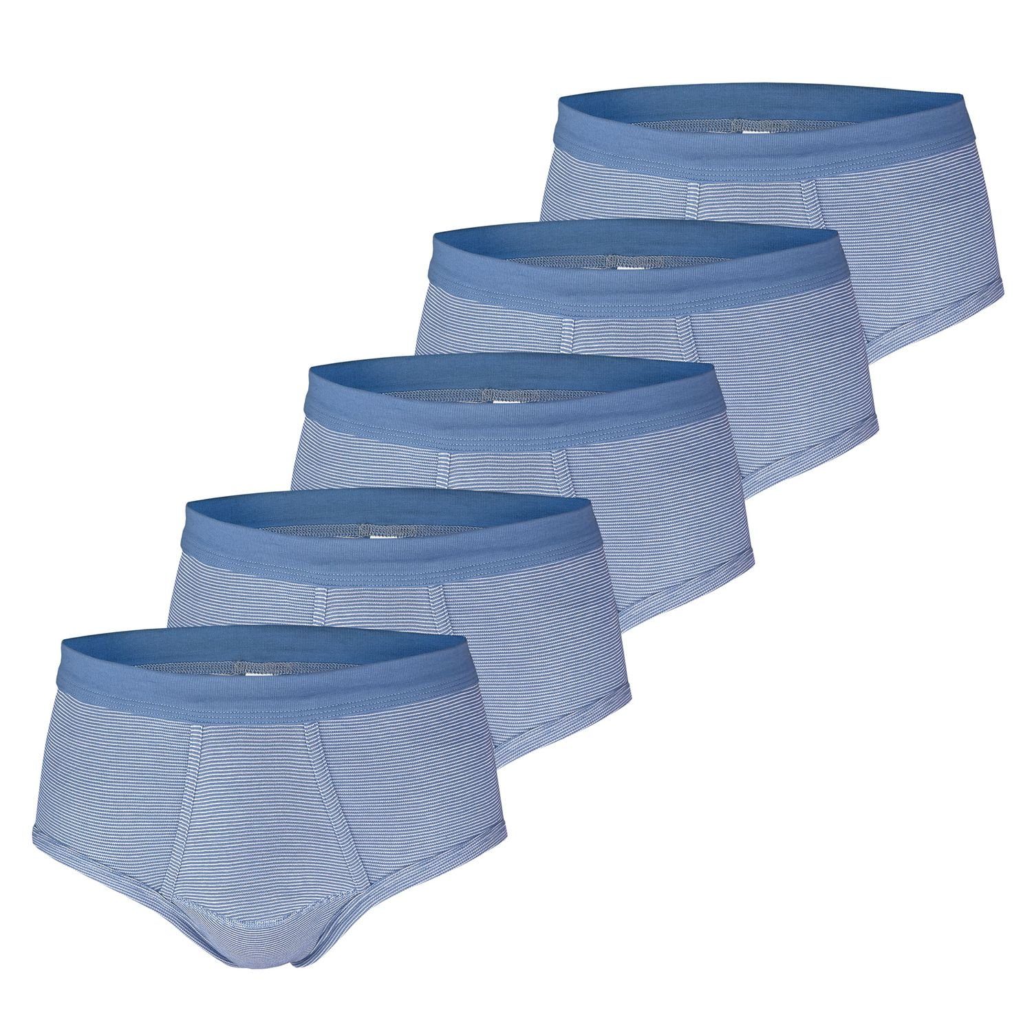 ESGE - Die Wäsche-Macher Slip (5-St) ESGE Herren Slips mit Eingriff, FEINRIPP Ringel im 5er Pack Blau