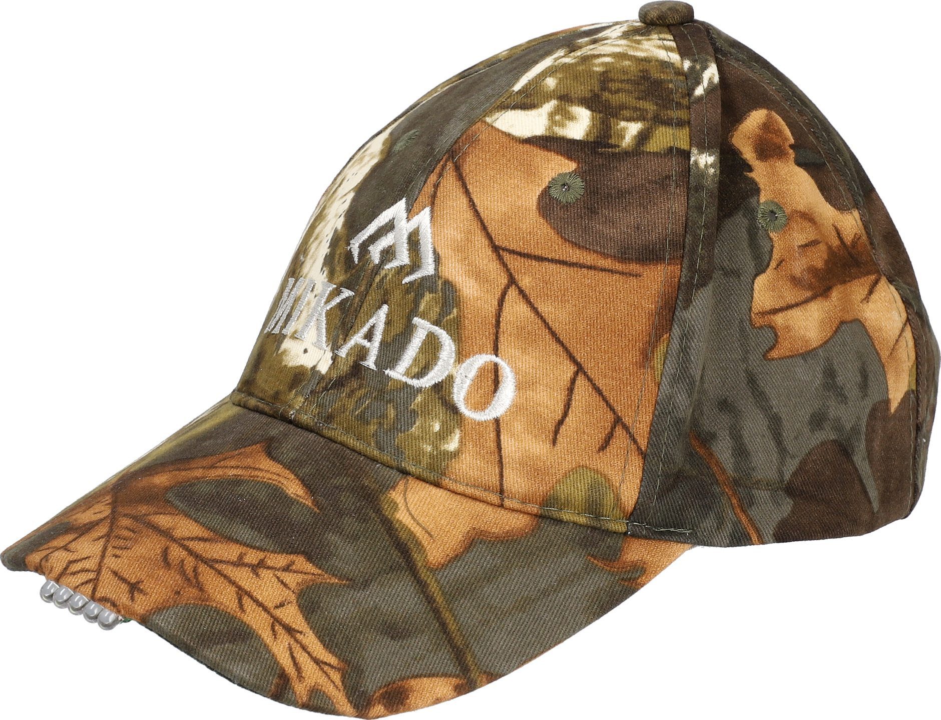 MIKADO Total Fishing Baseball Cap Baseball Kappe mit LED Licht - Camouflage - Angeln Camping Freizeit