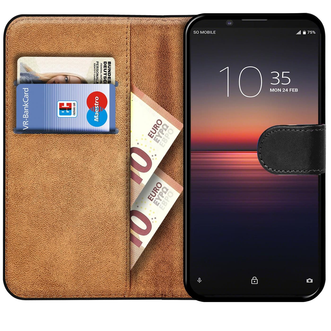 CoolGadget Handyhülle Wallet Klapp Tasche Book Case für Sony Xperia 1 II 6,5 Zoll, Hülle Klapphülle Flip Cover Etui Schutzhülle