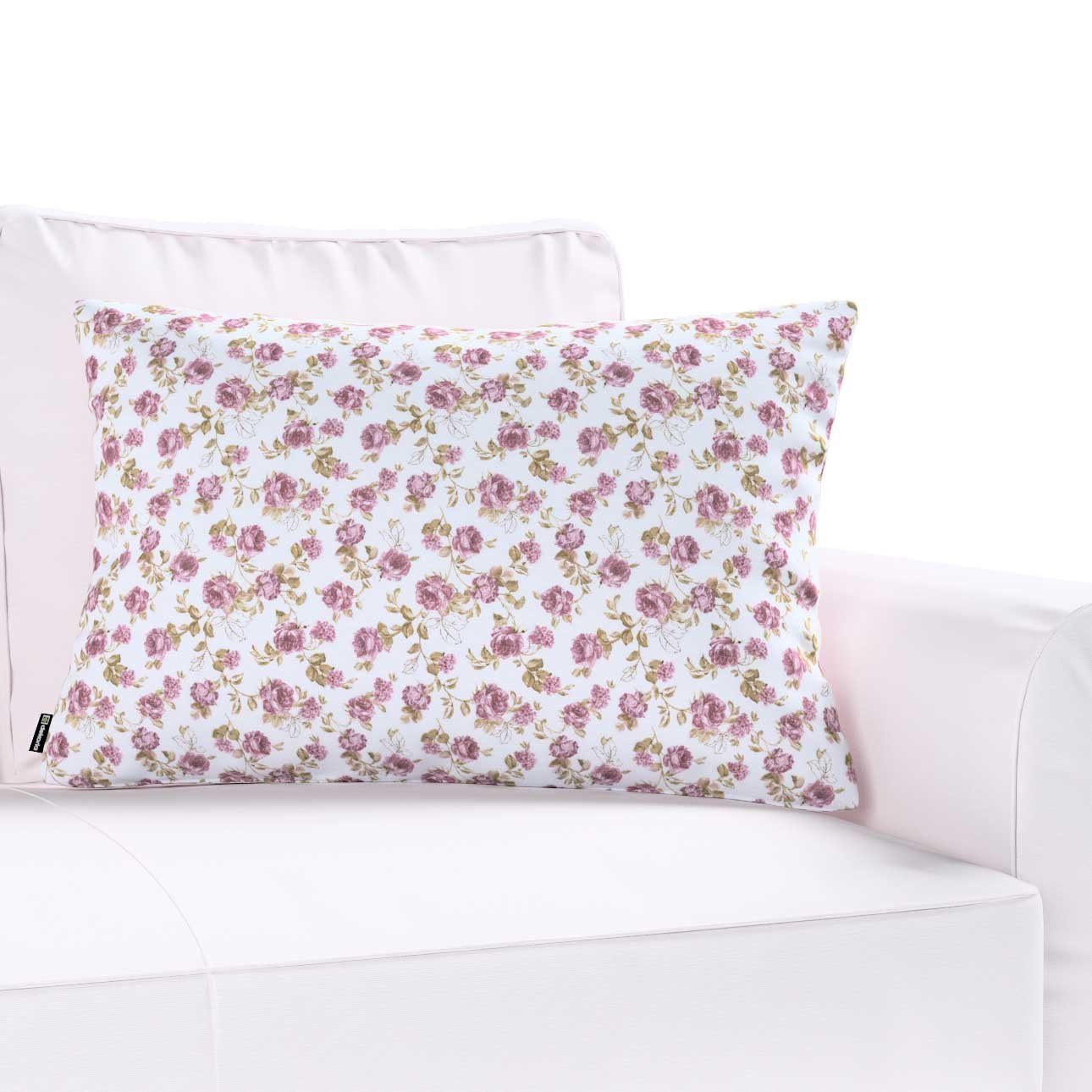 Kissenbezüge Kinga rechteckig, Flowers, weiß-rosa Blumenmotive | Dekoria