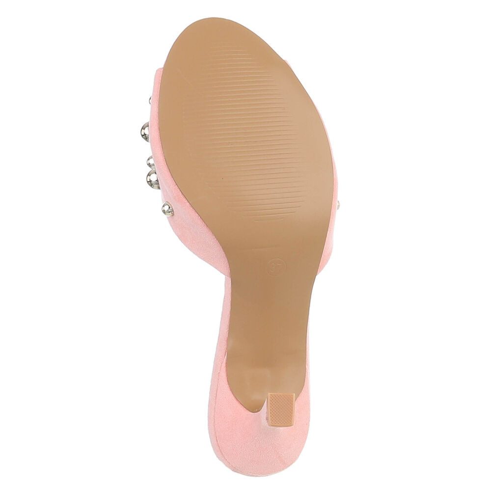 Ital-Design Damen Pantoletten Pumps mit Nieten und Stilettoabsatz Pantolette (91742650) Pfennig-/Stilettoabsatz Sandalen & Sandaletten in Rosa – Bild 3 von 5