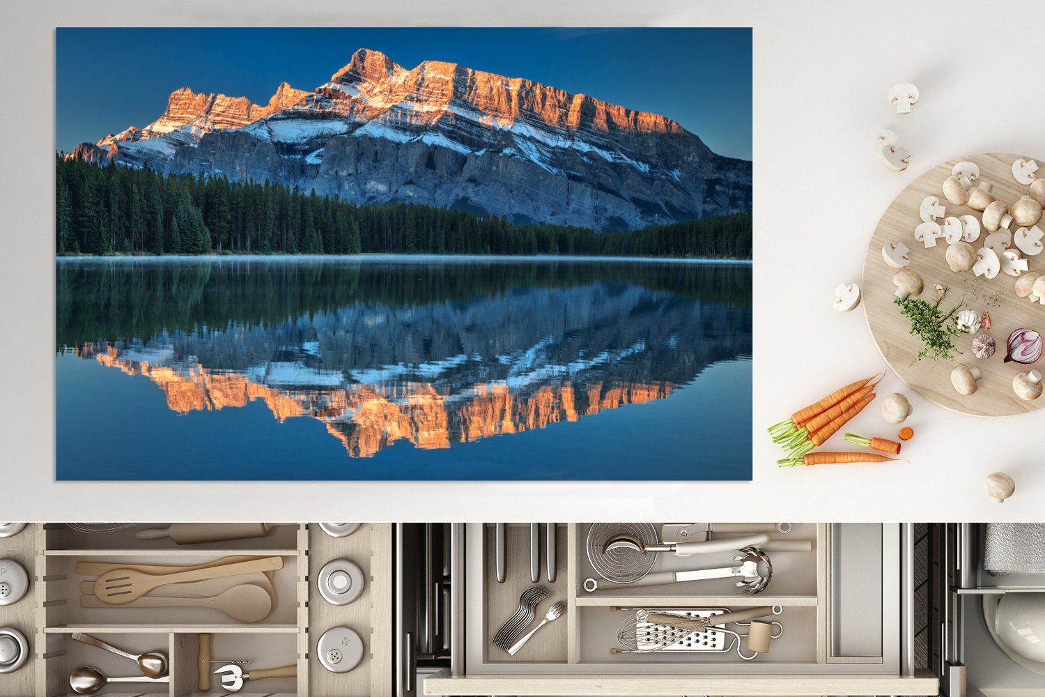 Induktionskochfeld für Banff-Nationalpark (1 Ceranfeldabdeckung Großer küche, die Berg Kanada, Herdblende-/Abdeckplatte Vinyl, 81x52 in tlg), cm, MuchoWow im Schutz