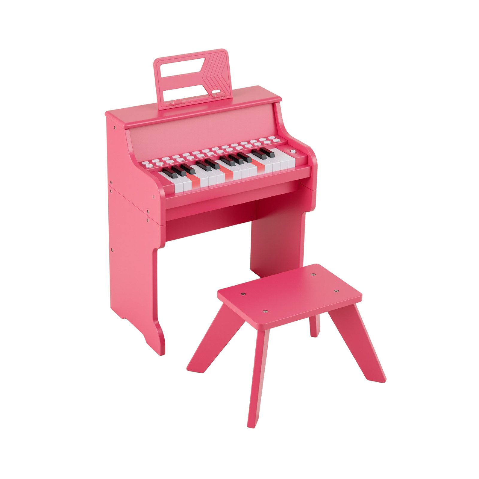 COSTWAY Spielzeug-Musikinstrument, 25-Tasten-Kinderklavier mit Hocker & Notenhalter