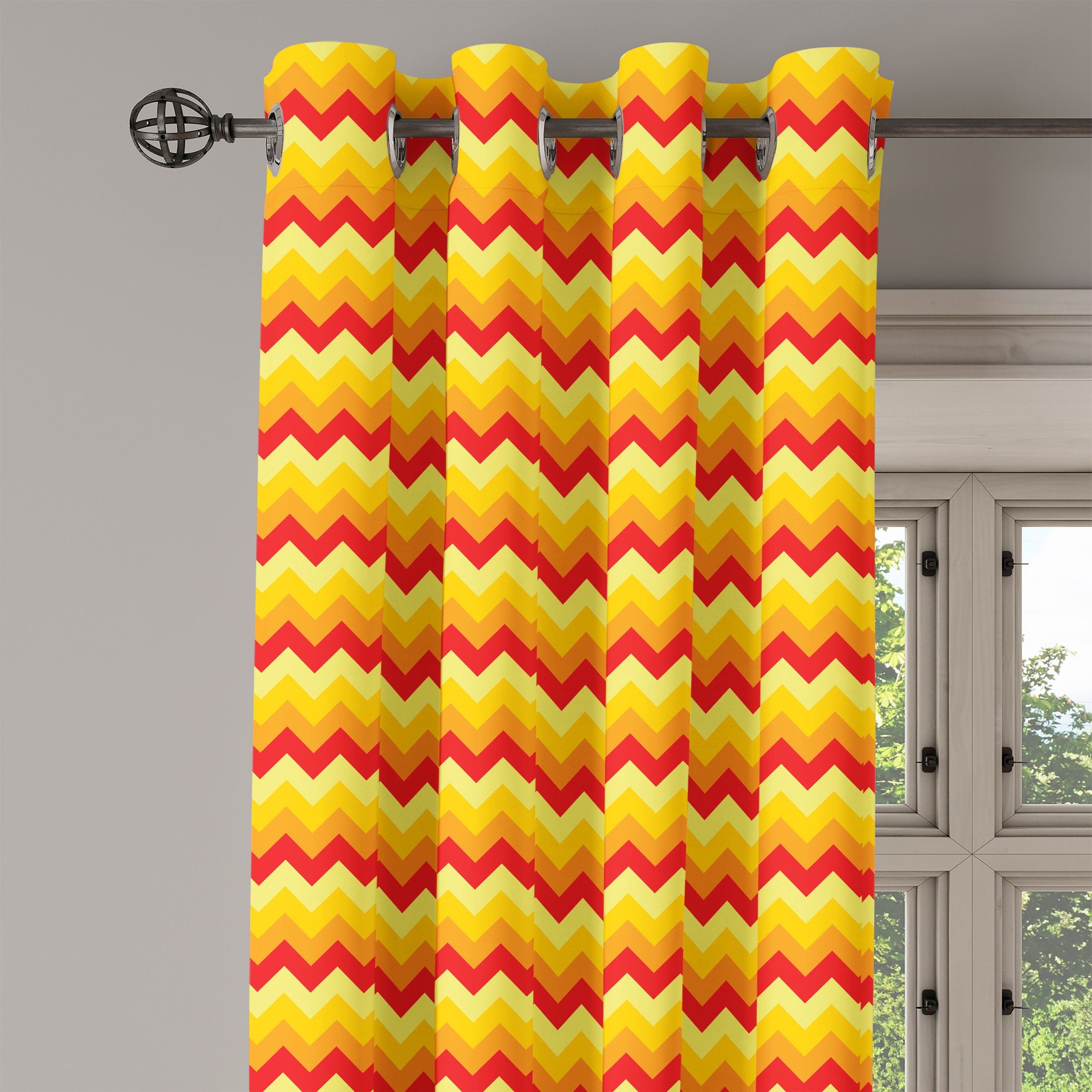 2-Panel-Fenstervorhänge Pfeil Dekorative Warm Gardine Yellow Chevron Schlafzimmer Farbe Abakuhaus, für Wohnzimmer,