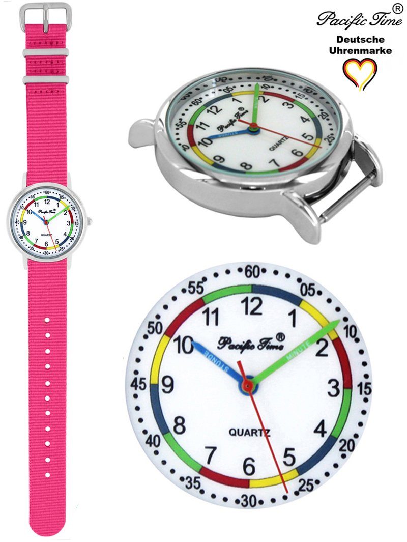 Gratis nachhaltiges Pacific Versand Lernuhr Time Mix Match rosa Armbanduhr und Quarzuhr First Design Kinder - Wechselarmband,