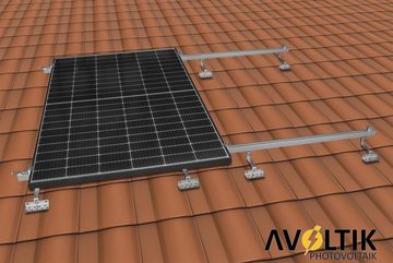 avoltik Solar-Halterung Ziegeldach Montageset Dach Befestigung f 2 Solarmodule Solarmodul-Halterung, (Farbe: Silber)