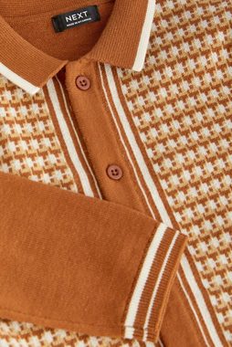 Next Polokragenpullover Langärmeliges, gestricktes Polohemd mit Muster (1-tlg)