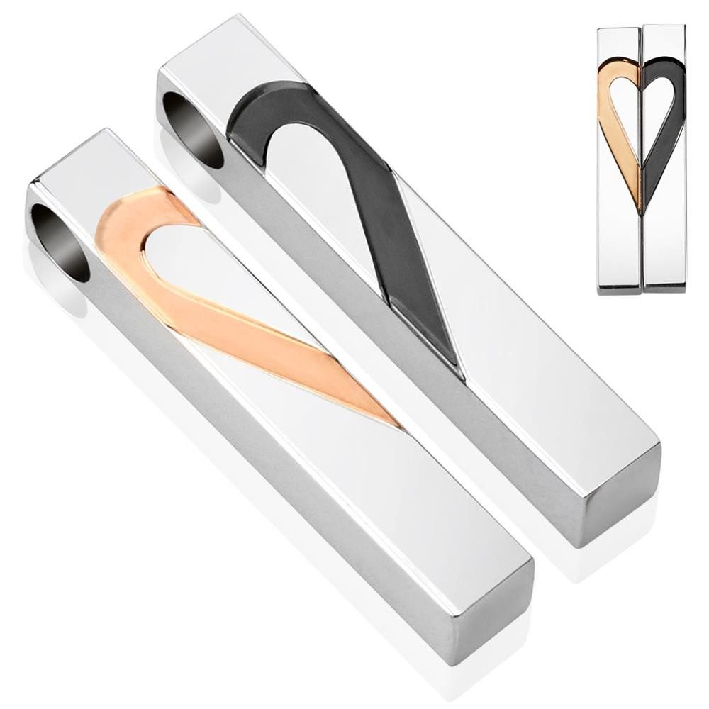 BUNGSA Anhänger Set Anhänger Paaranhänger zweifarbig Silber aus Edelstahl Unisex (1 Paar (2 Stück), 1-tlg), Pendant Halsketten