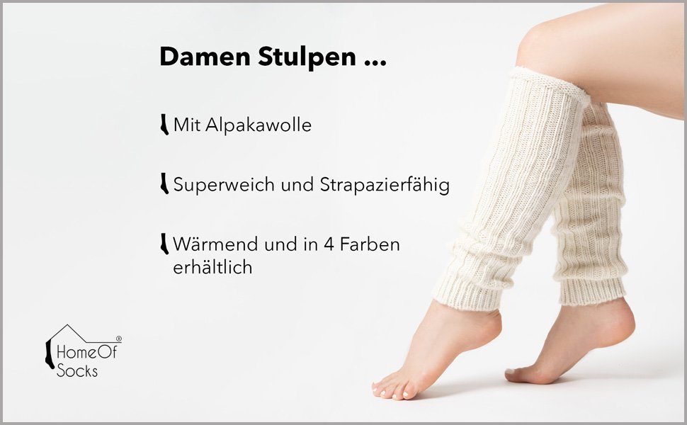 2 Paar Stulpen Damen 40cm - Warme Beinstulpen Strick Gerippt