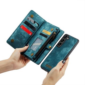 Wigento Handyhülle Für Samsung Galaxy S23 Multifunktion Teilbare Handy Geldbörse Blau