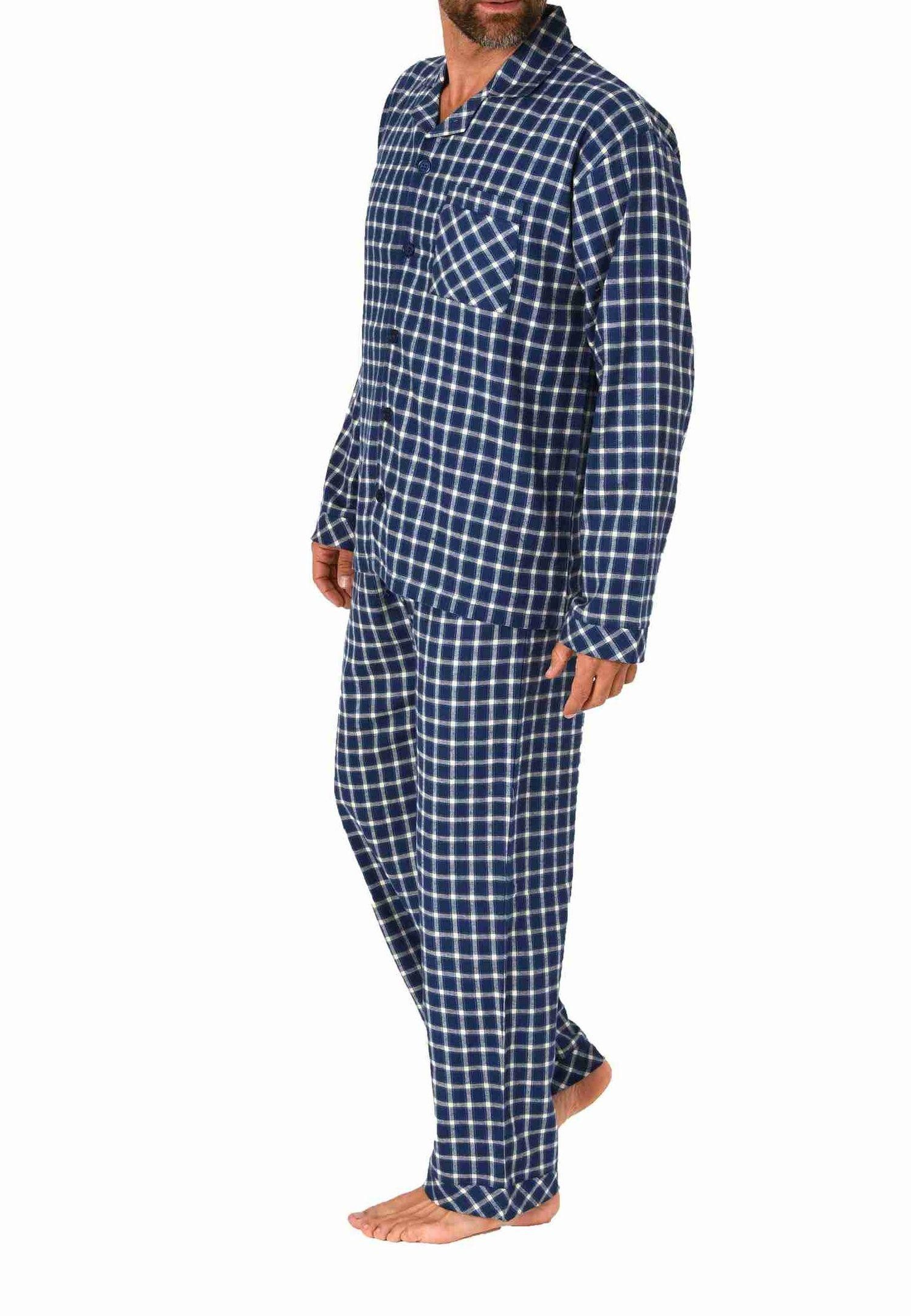 Trend by Normann Pyjama Herren Flanell Pyjama langarm Schlafanzug zum durchknöpfen – Bild 3 von 5