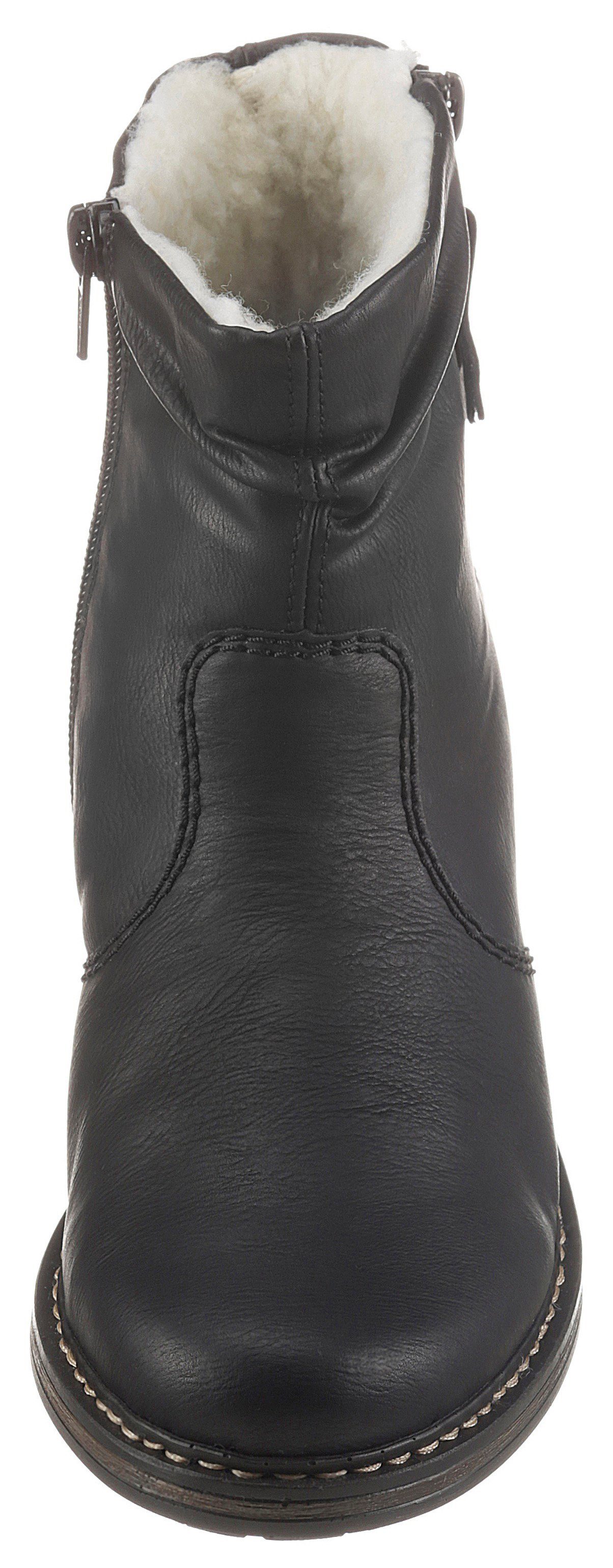 Rieker Winterstiefelette, Winterboots, Blockabsatz, Profilsohle, mit Zierreißverschluss außen