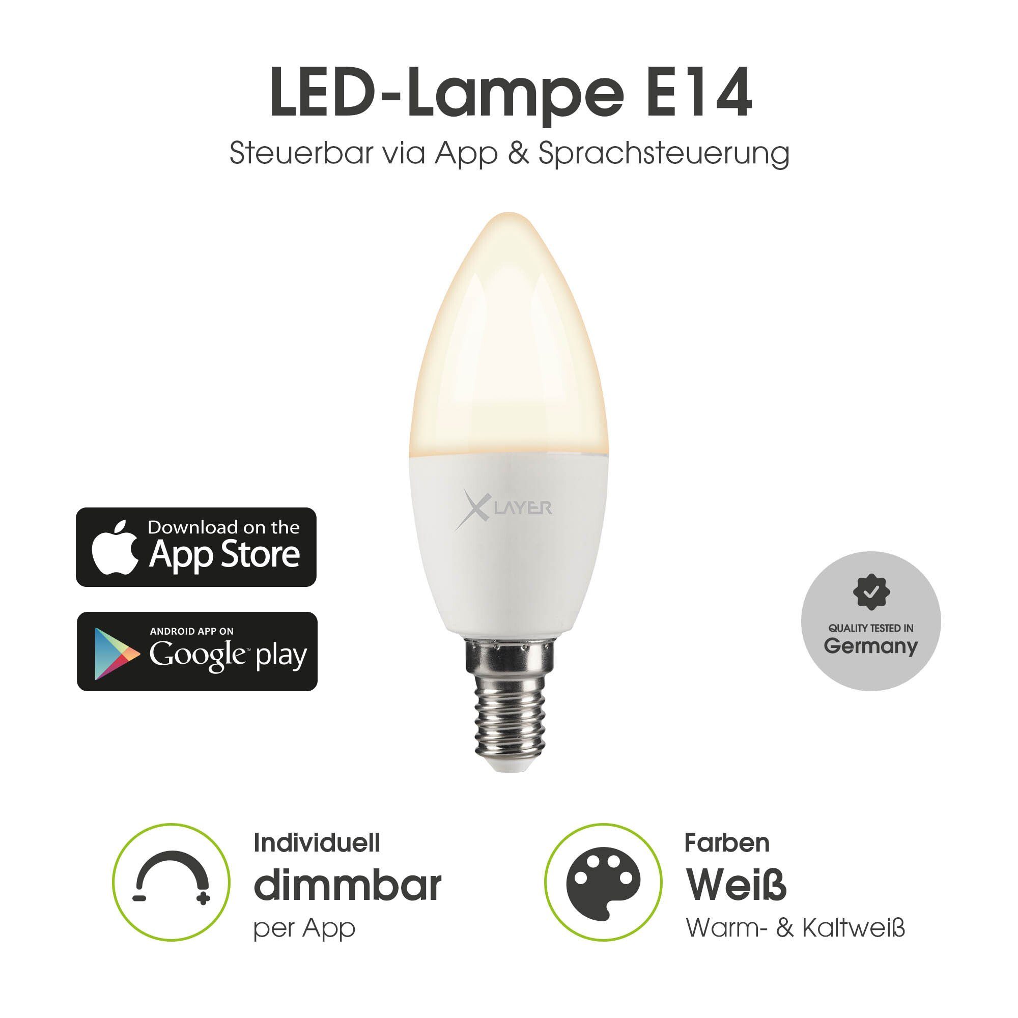 XLAYER Smarte LED-Leuchte WLAN LED Lampe Smart Echo E14 4.5W Warm- und Kaltweiß, Dimmbar