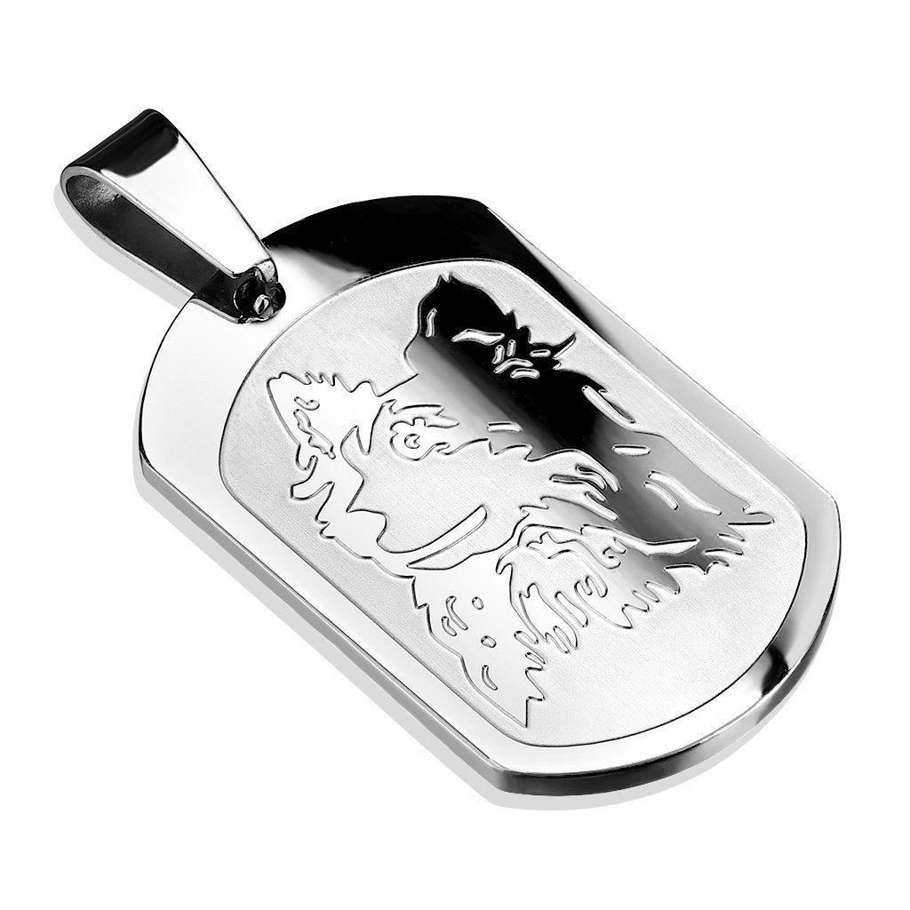 Hund Edelstahl Pendant Anhänger Halsketten Anhänger Unisex Tag Dog Set Silber BUNGSA (1-tlg), aus