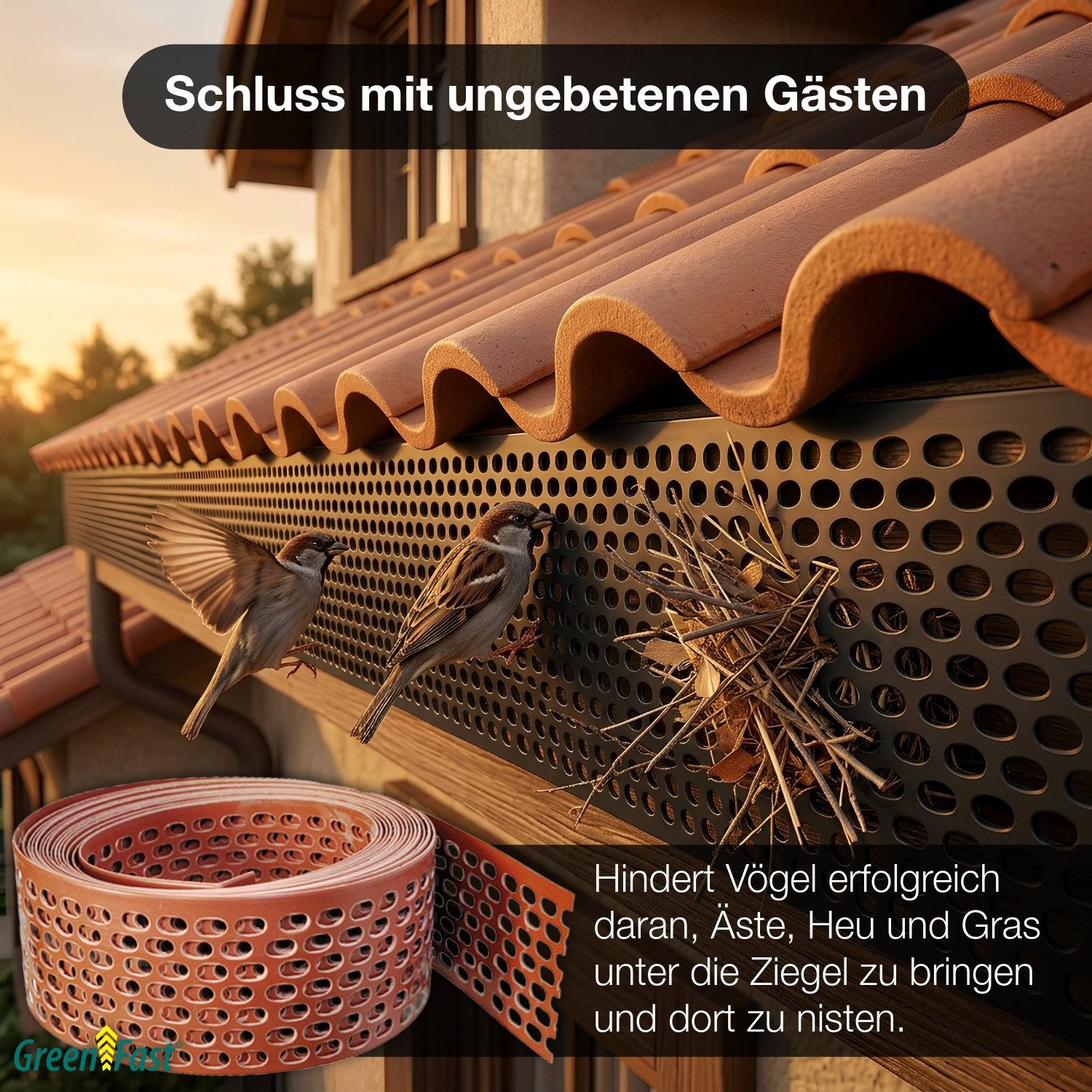 Silisto Universalschutzgitter Vogelschutzgitter 5m - Insektenschutz & Nistplatz-Abdeckung (80mm) (1 St., 5m), Einfache Montage, Schutz gegen Kleingetier und Ungeziefer