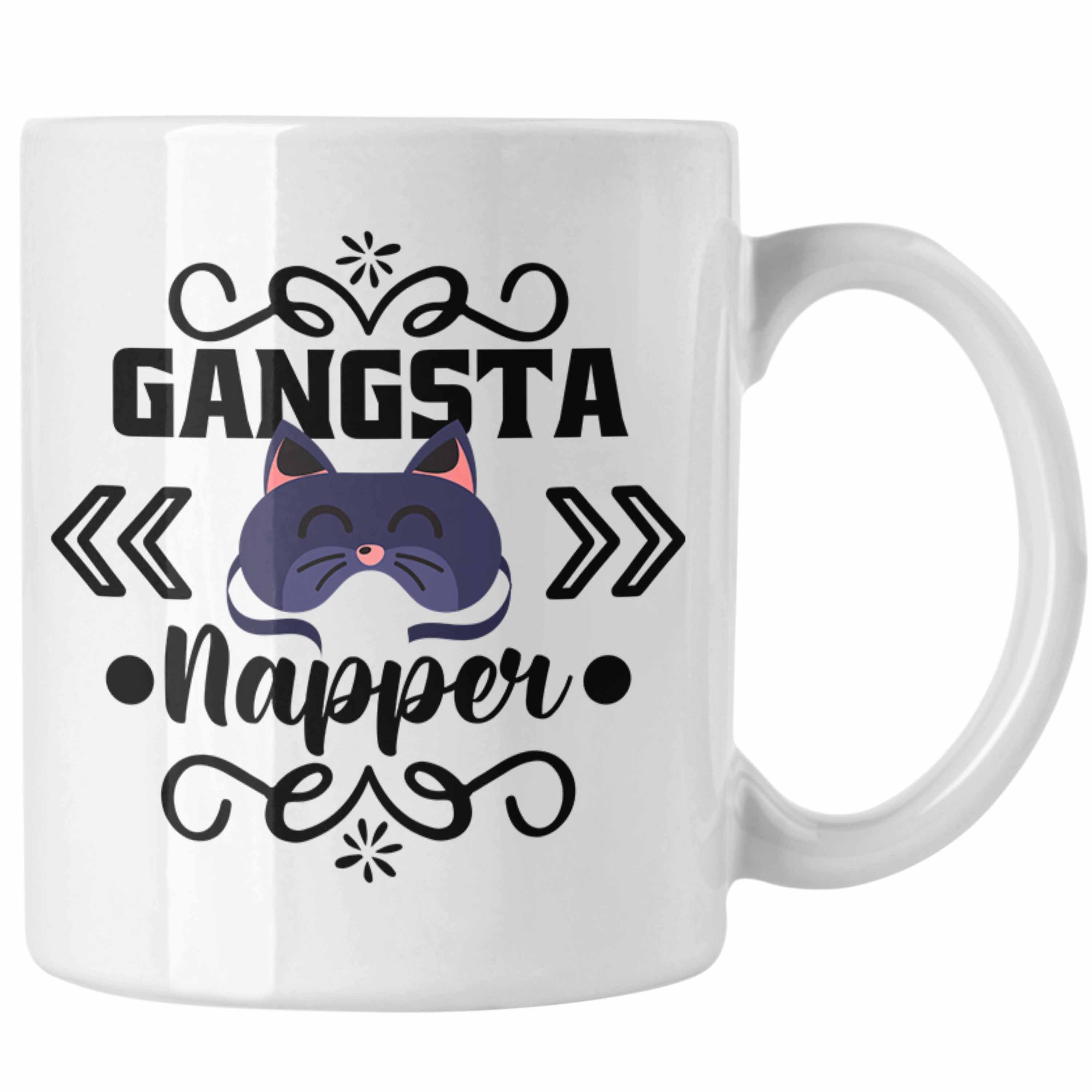 Trendation Tasse Trendation - Gangsta Napper Tasse Geschenk Lustige Geschenkidee Frauen Mädchen Nap Katze Weiss