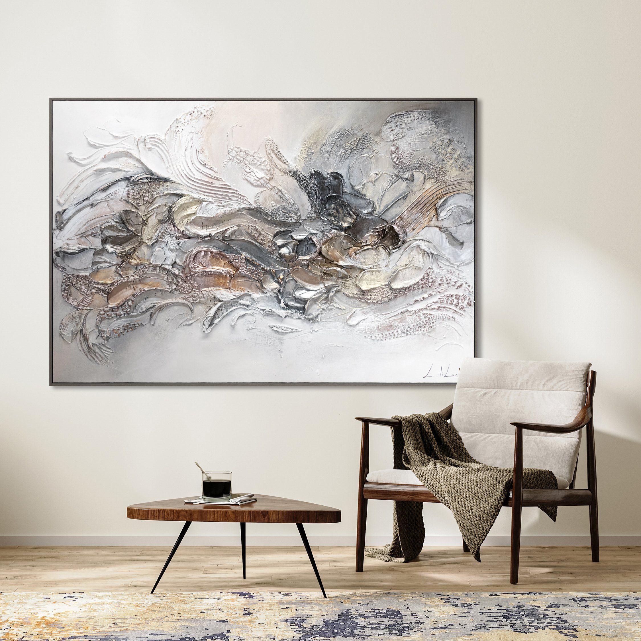 YS-Art Gemälde Ewigkeit II, Abstraktion, Leinwand Abstrakt Rahmen Horizontales mit Bild Handgemalt