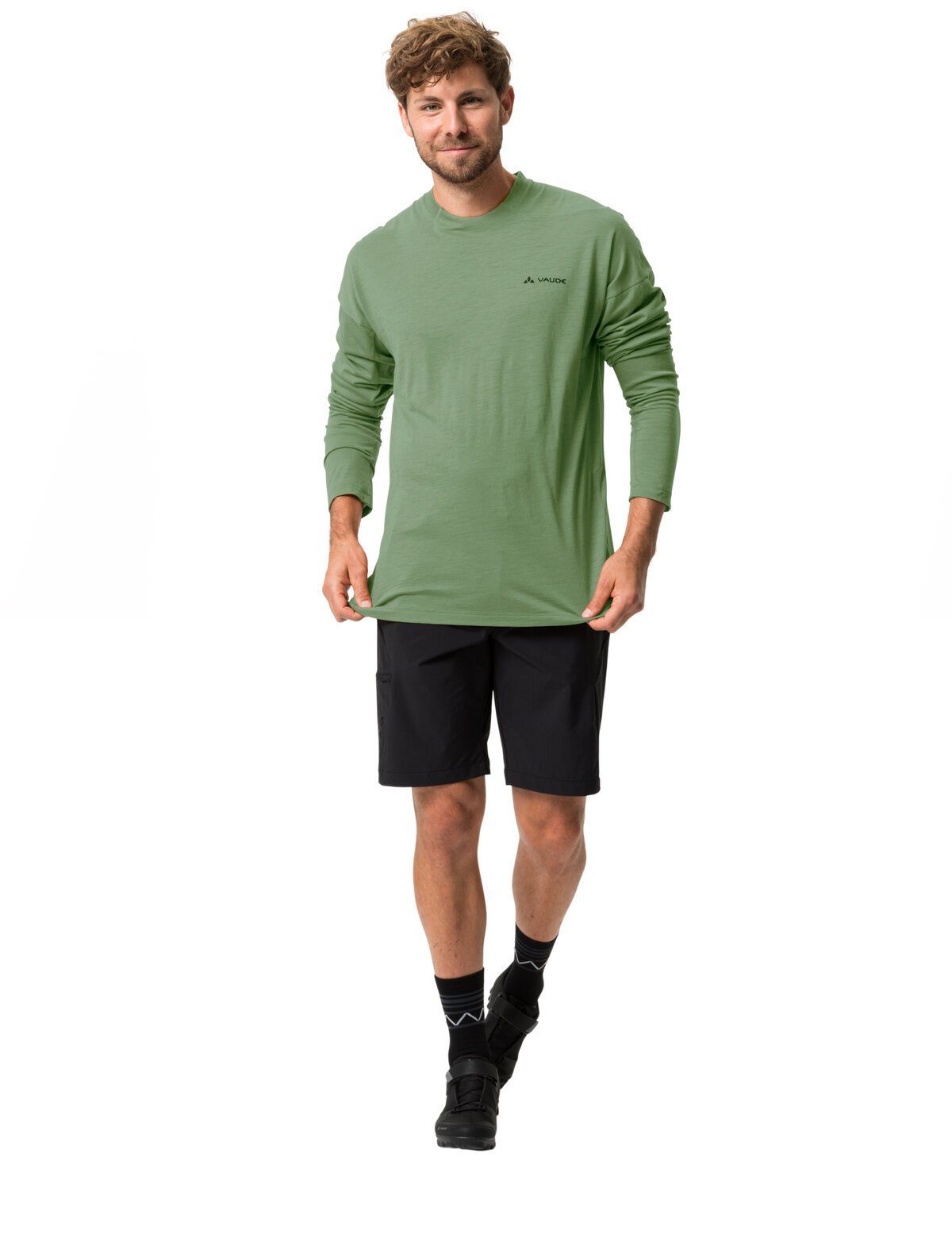 Men's green Shirt willow Yaras T-Shirt Wool (1-tlg) VAUDE Grüner LS Knopf