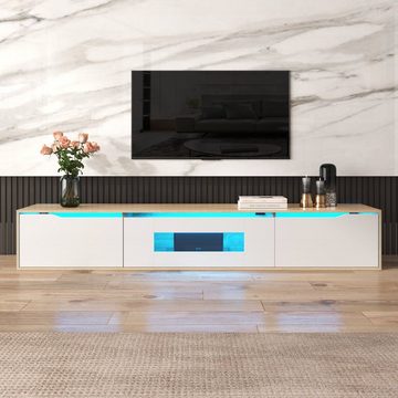 REDOM TV-Schrank Lowboard TV-Board Klapptüren, Hochglanz, mit farbwechselndem LED-Licht
