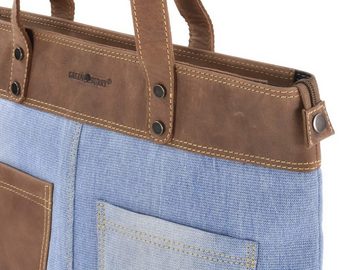 Greenburry Shopper Vintage Jeans, Handtasche, Schultertasche, Damentasche, Jeans mit Leder, braun blau