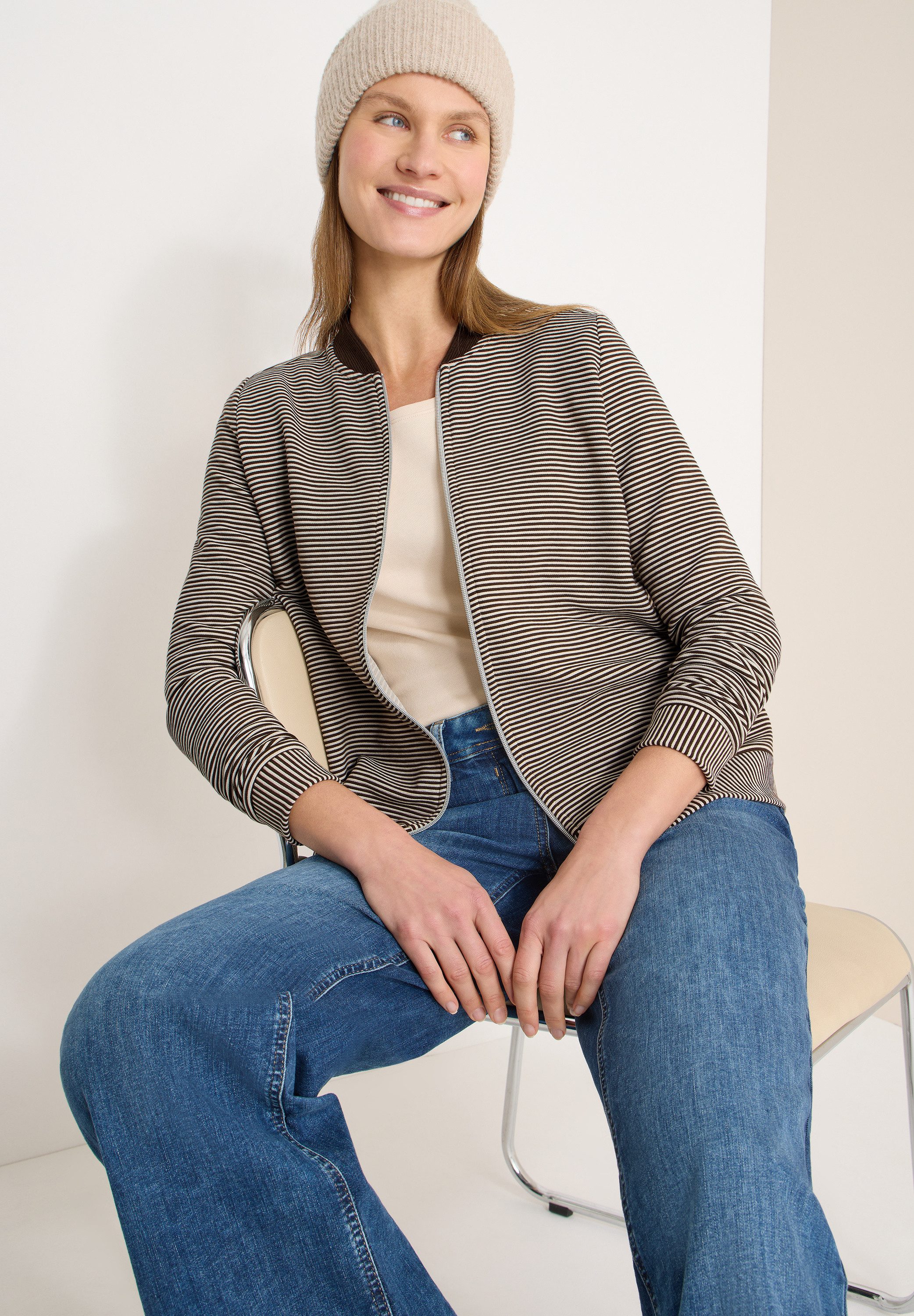 CECIL Sweatjacke mit Ottomanstruktur