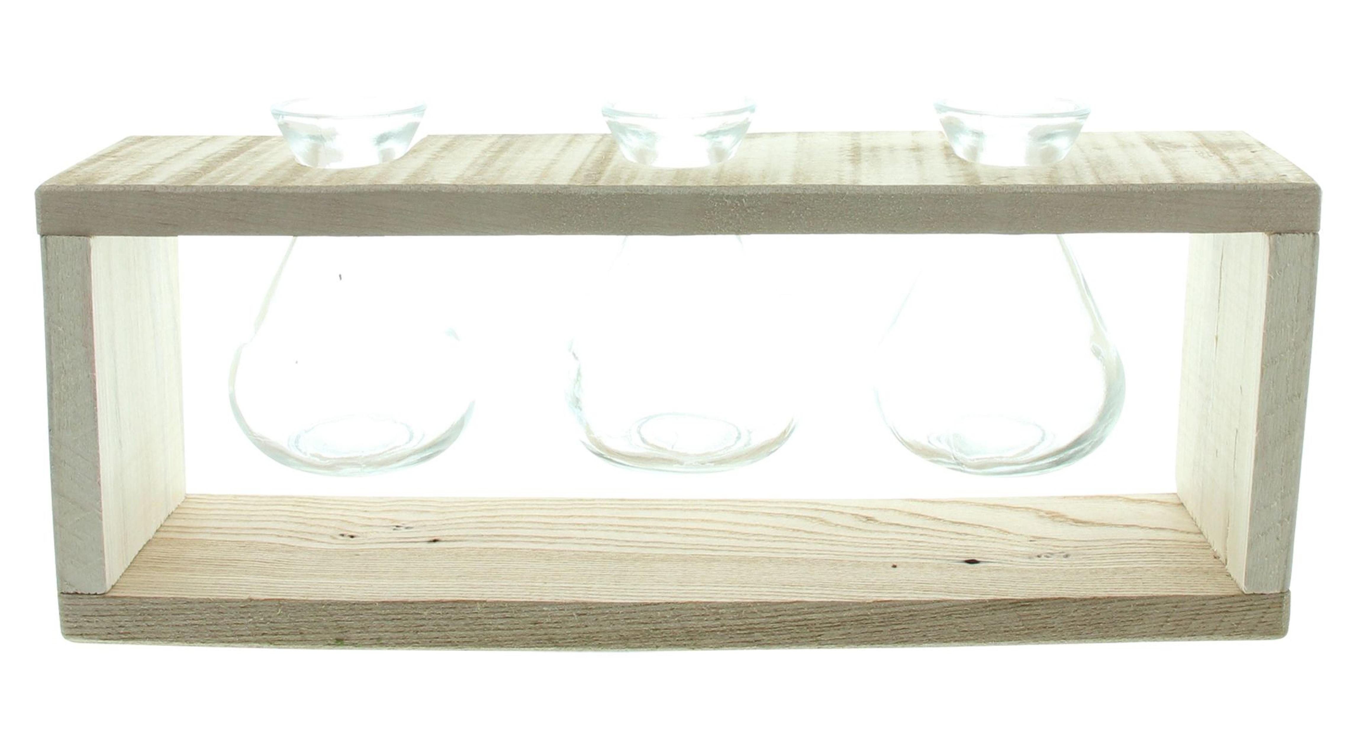 Dekovase Vasenhalter Wood recyceltes Holz 3 Glasvasen