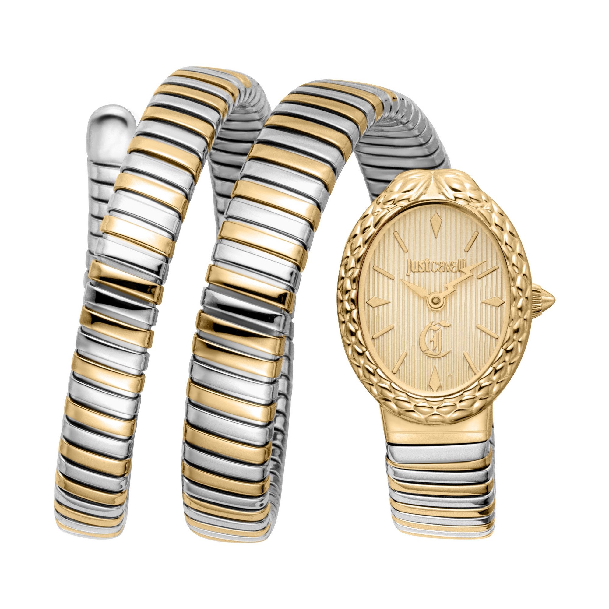 Just Cavalli Time Quarzuhr Signature Snake JC1L391M0045, Armbanduhr, Damenuhr, Edelstahlarmband, analog, Kristallsteine