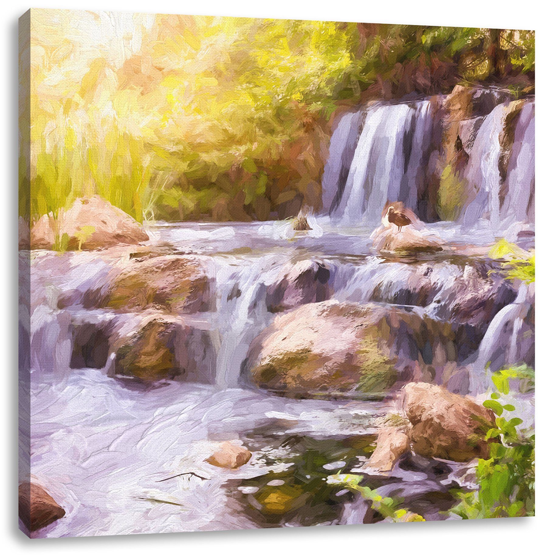 St), Wasserfall Leinwandbild Pixxprint Wasserfall, bespannt, inkl. fertig Leinwandbild Zackenaufhänger (1