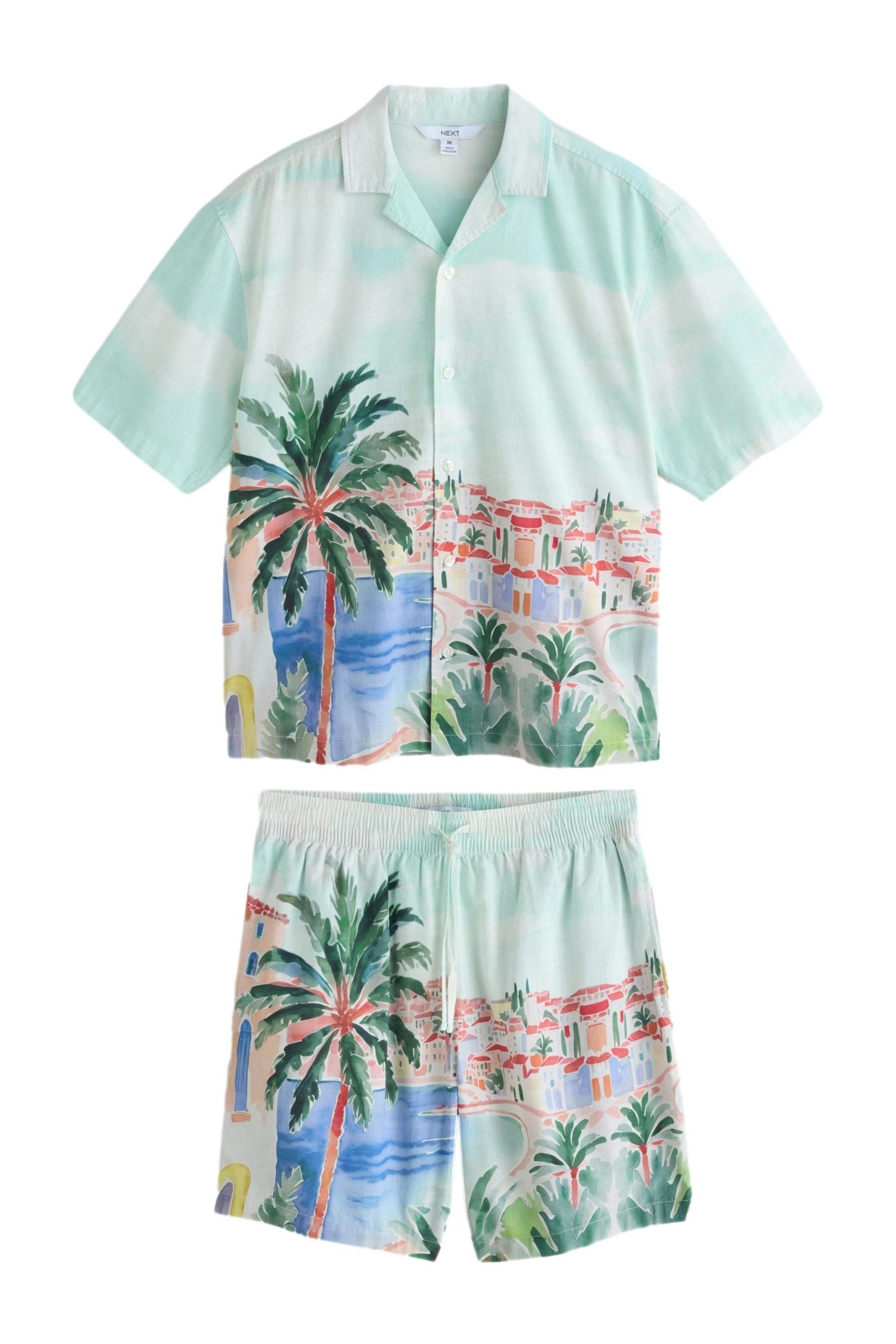 Next Shirt & Shorts Kurzarm-CoOrd-Schlafanzug mit Jacquardmuster (2-tlg)