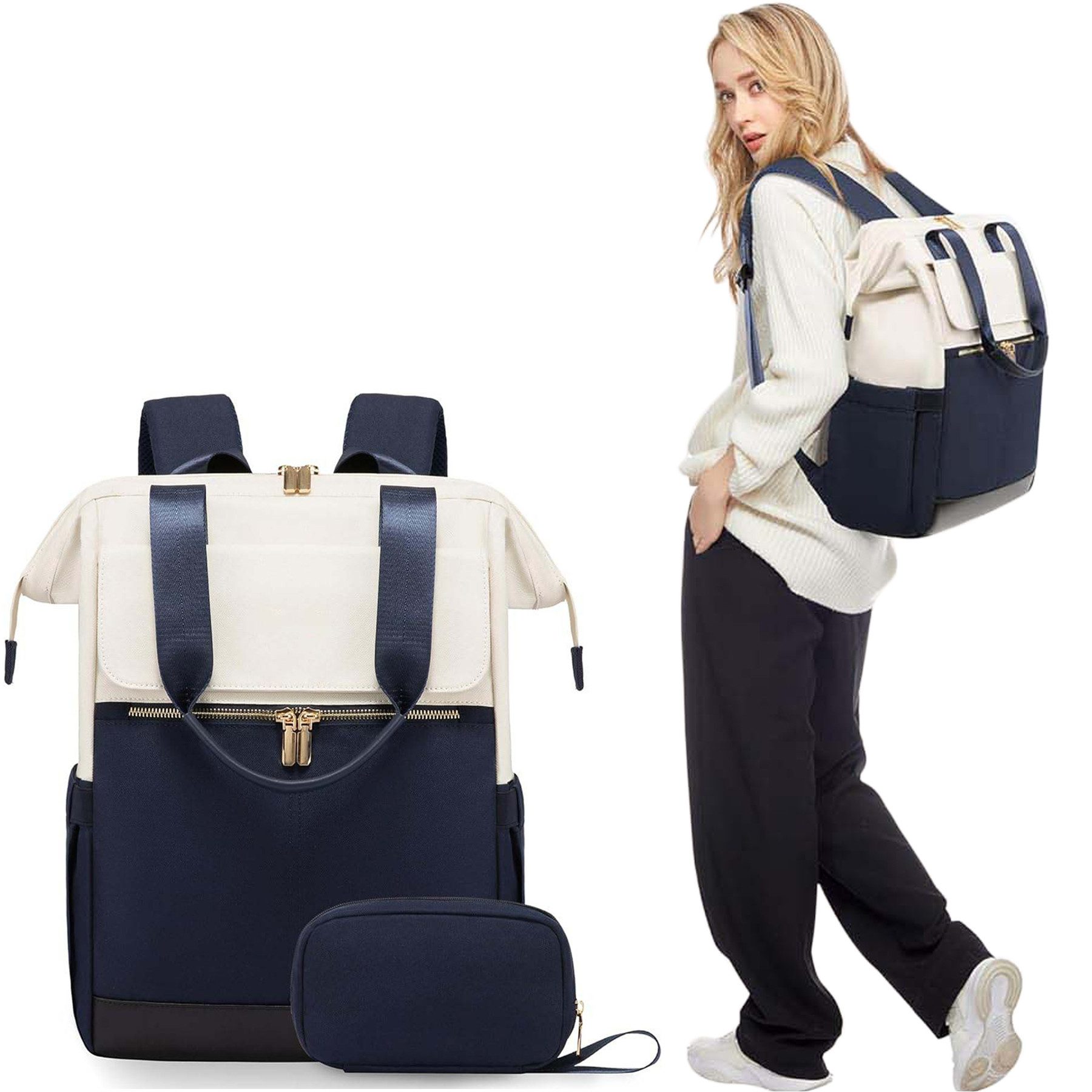 Mutig Rucksack Rucksakck Damen 16 Zoll,Diebstahlsicher Cityrucksack Wasserdicht (Laptop Schulrucksack Tagesrucksäcke Handtasche 2 in 1, Schultasche Teenager, Backpack Women, Elegant modische, große Kapazität), für Damen und Herren,College,Reisen, Business, Alltag,Indoor & Outdoor