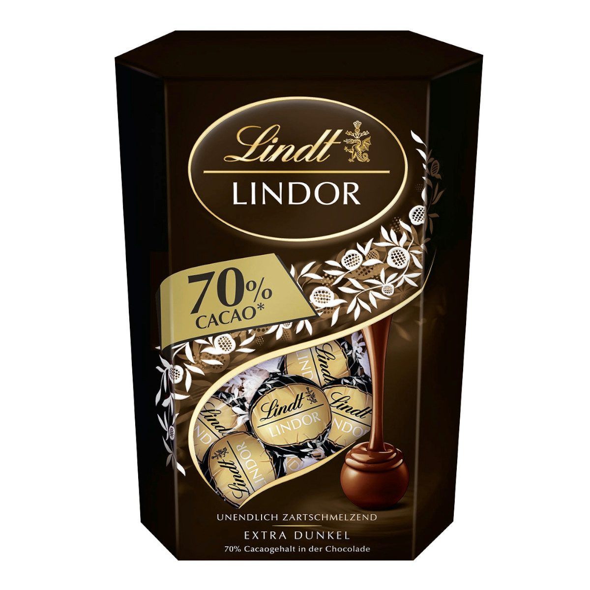 LINDT Schokolade, Lindt Lindor Cornet Dark mit zartschmelzender Füllung Packung 500g