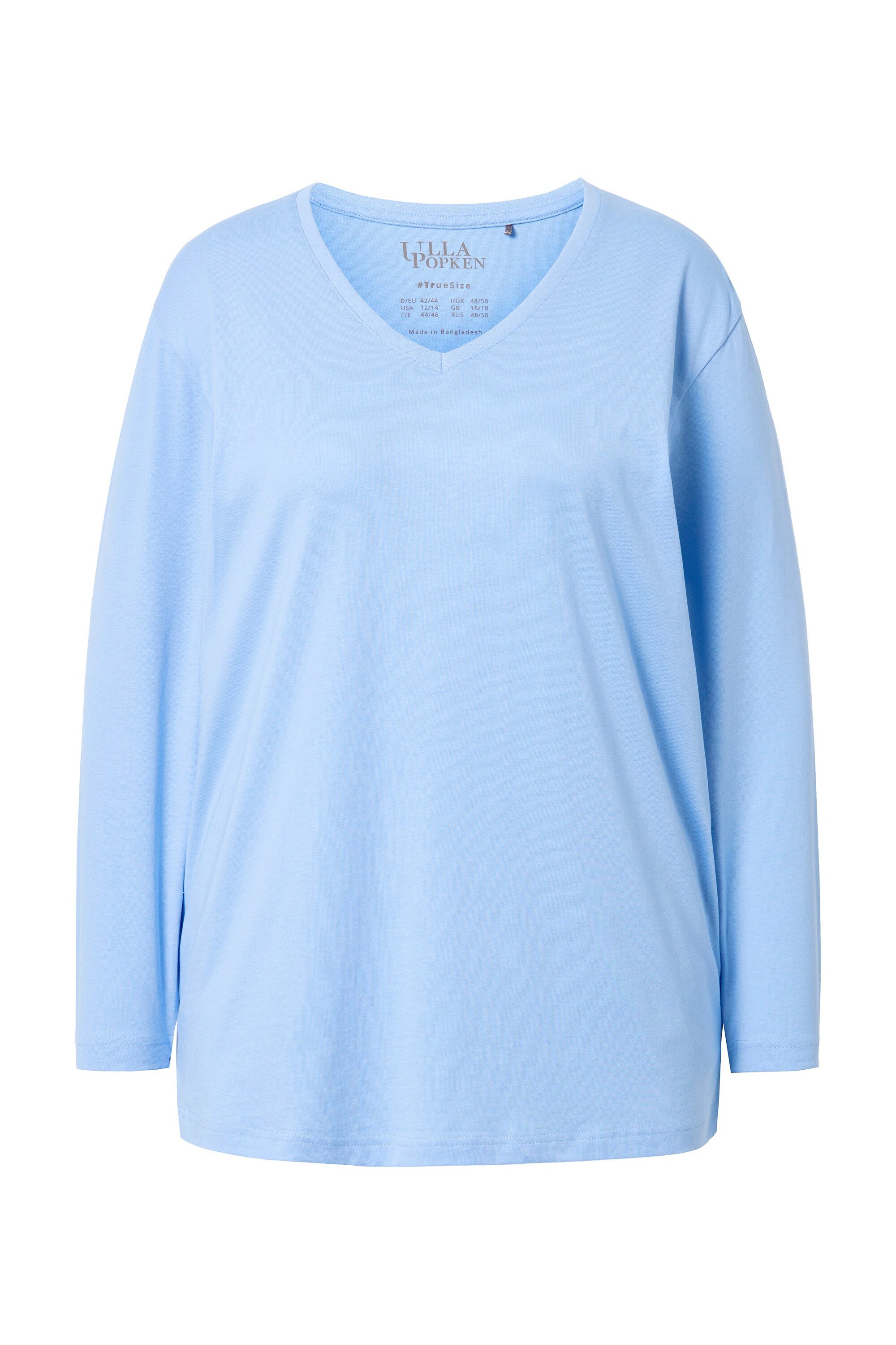 Ulla Popken T-Shirt Shirt V-Ausschnitt Relaxed Langarm günstig online kaufen