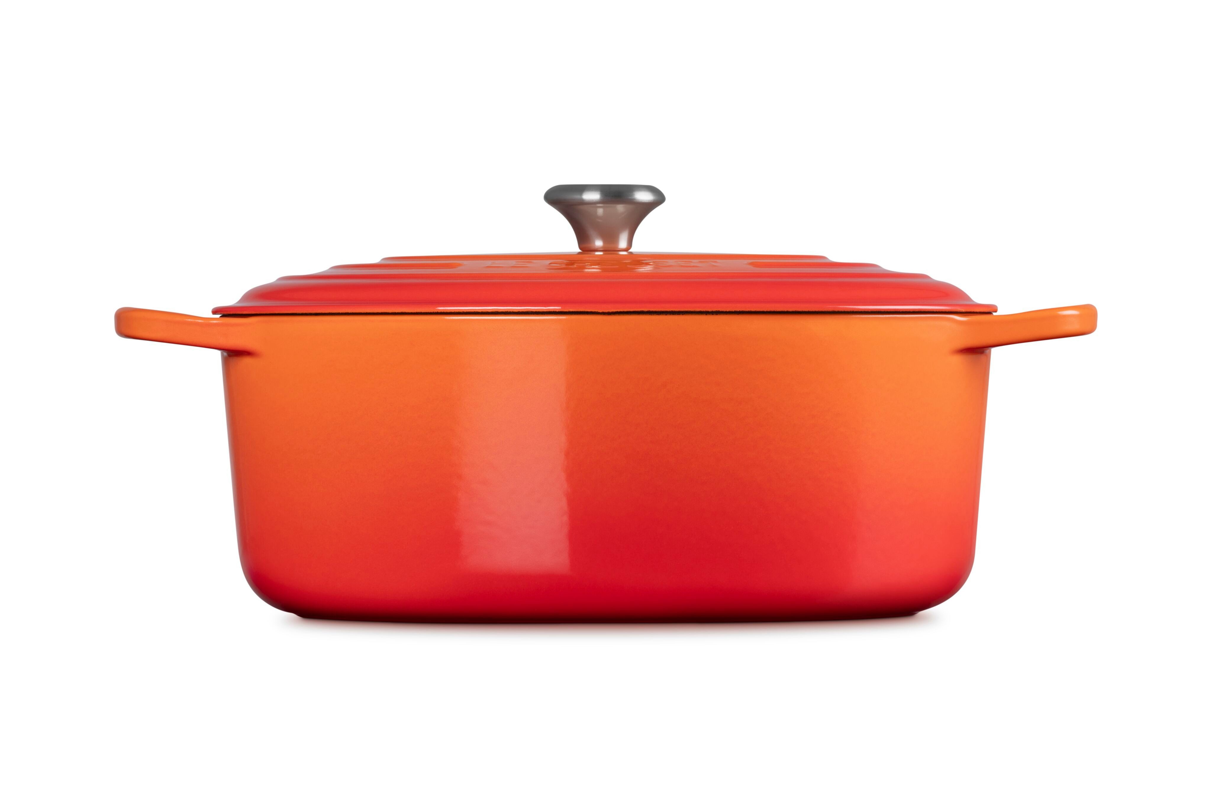 LE CREUSET Bräter Gusseisen-Bräter mit Deckel, Oval, Gusseisen, Ø 35 cm, Ofenrot, 21178350902430
