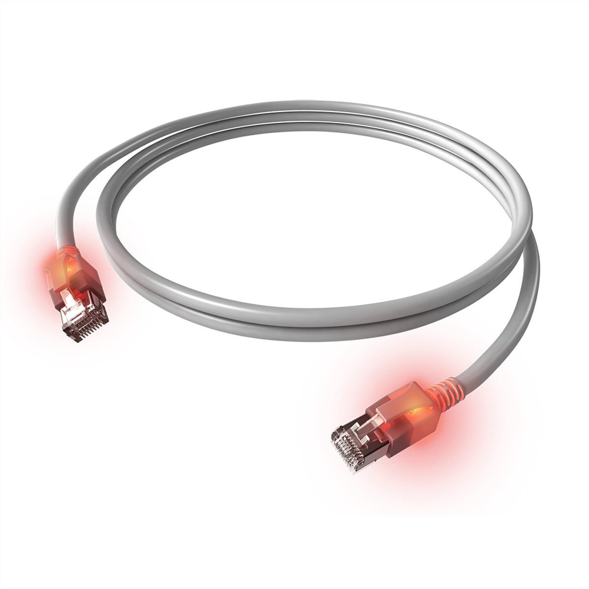 Easylan DualBoot LED Patchkabel RJ45 S/FTP Cat.6A (Class EA), RJ-45 Männlich (Stecker), RJ-45 Männlich (Stecker) (1000.0 cm), mit saCon Stecker, LSOH, CS1OAADAD0100