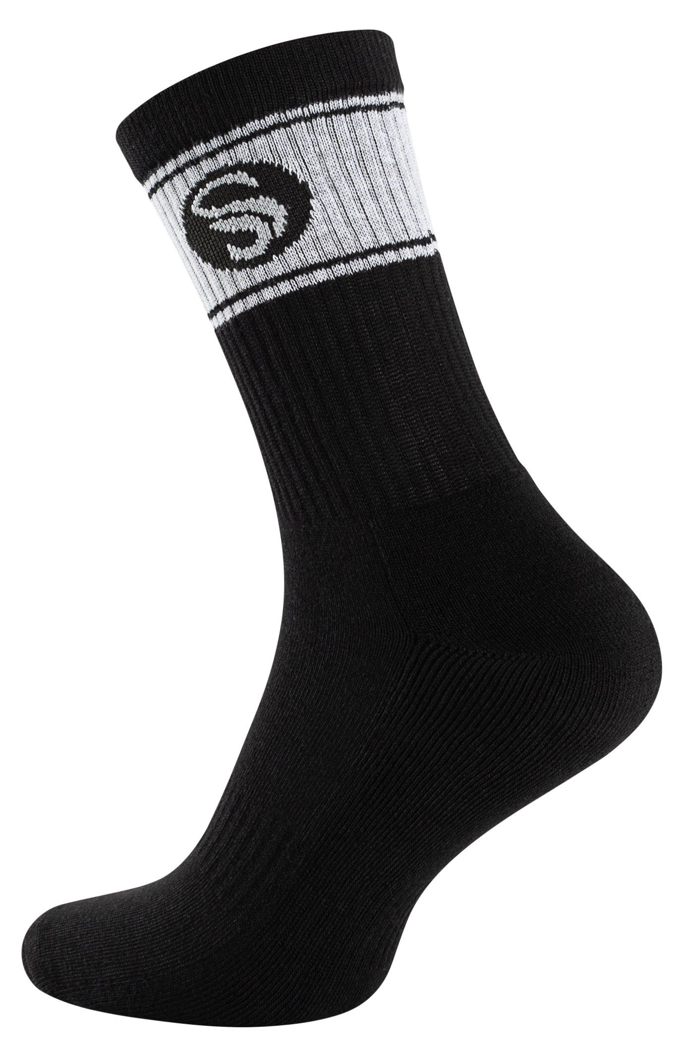 Stark Soul® Sportsocken Crew Socken im RETRO-Design (6 Paar) mit gepolsterter Sohle 6er-Pack, extra breiter Rippbund, Größenanagabe, flache Zehennaht