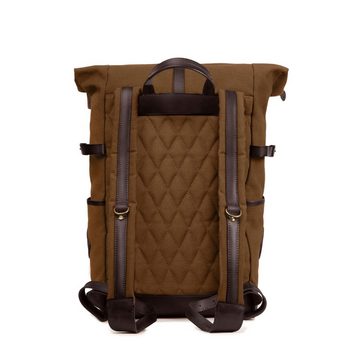 DRAKENSBERG Rucksack Roll-Top »Wyatt« Umbra-Braun, markanter Herren Cityrucksack aus Canvas und Leder mit 15" Laptopfach