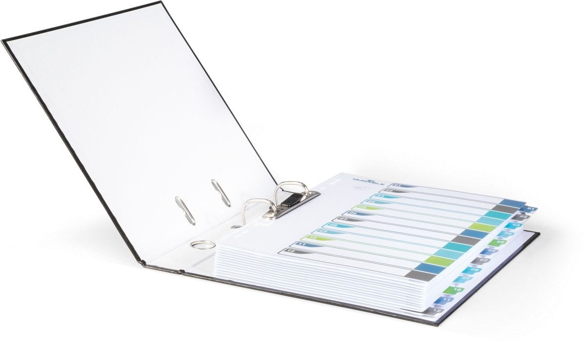 DURABLE Aktenordner Ordnerregister PP 1-12 farbige Taben beschriftbar A4+ hoch 245x305mm