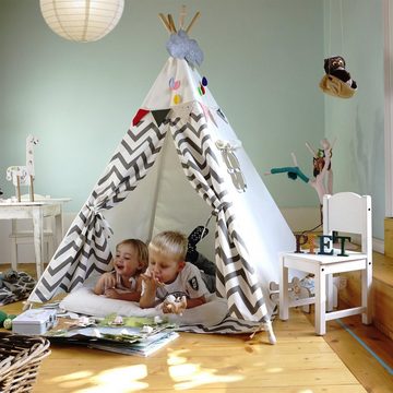 Hej Lønne Tipi-Zelt Tipi Zelt für Kinder einseitig grau gezackt Indian, (6er Set)
