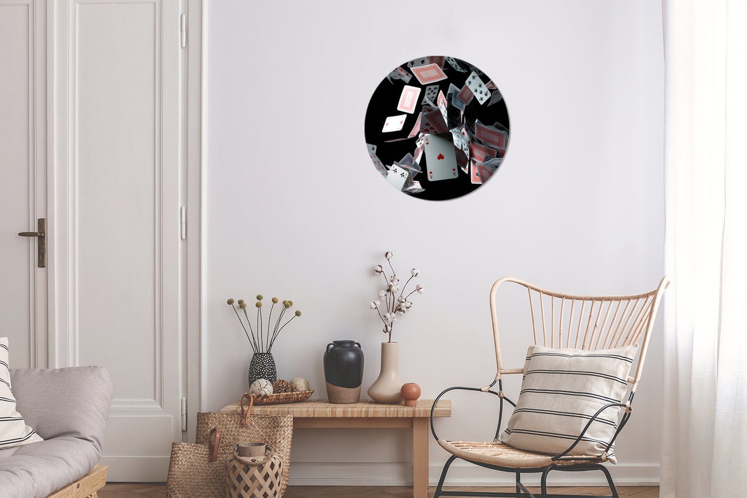 St), Forex, Wohnzimmer, schwarzem cm MuchoWow Hintergrund, Gemälde (1 Karten Wanddekoration 30x30 Fallende Rundes Kreis auf Wandbild,