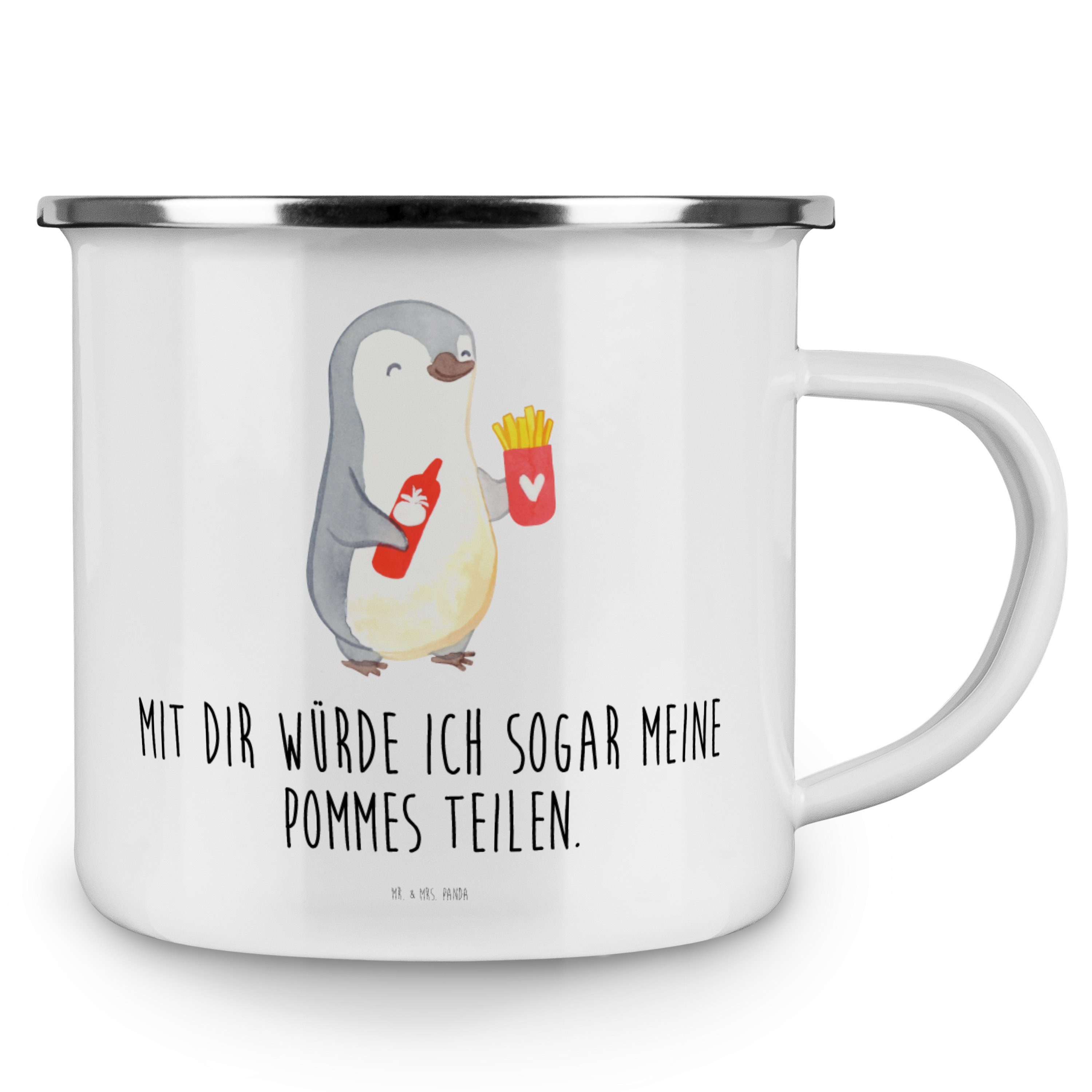 Mr. & Geschenk Partner, Pinguin Weiß Blec, für Panda Pommes - Becher Mrs. Emaille Geschenk, Ehemann, 