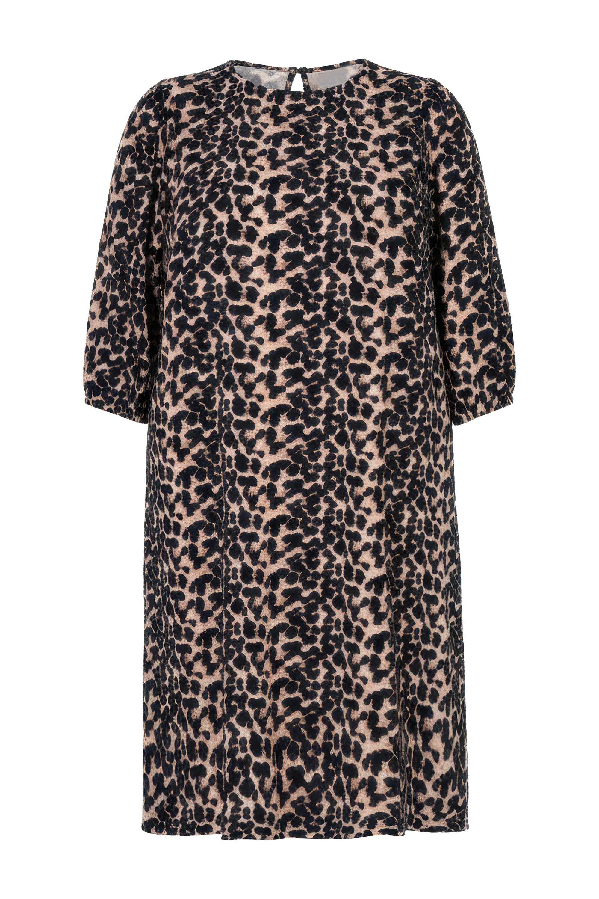 Studio Untold Jerseykleid Kleid A-Linie Leo 3/4-Ballonärmel