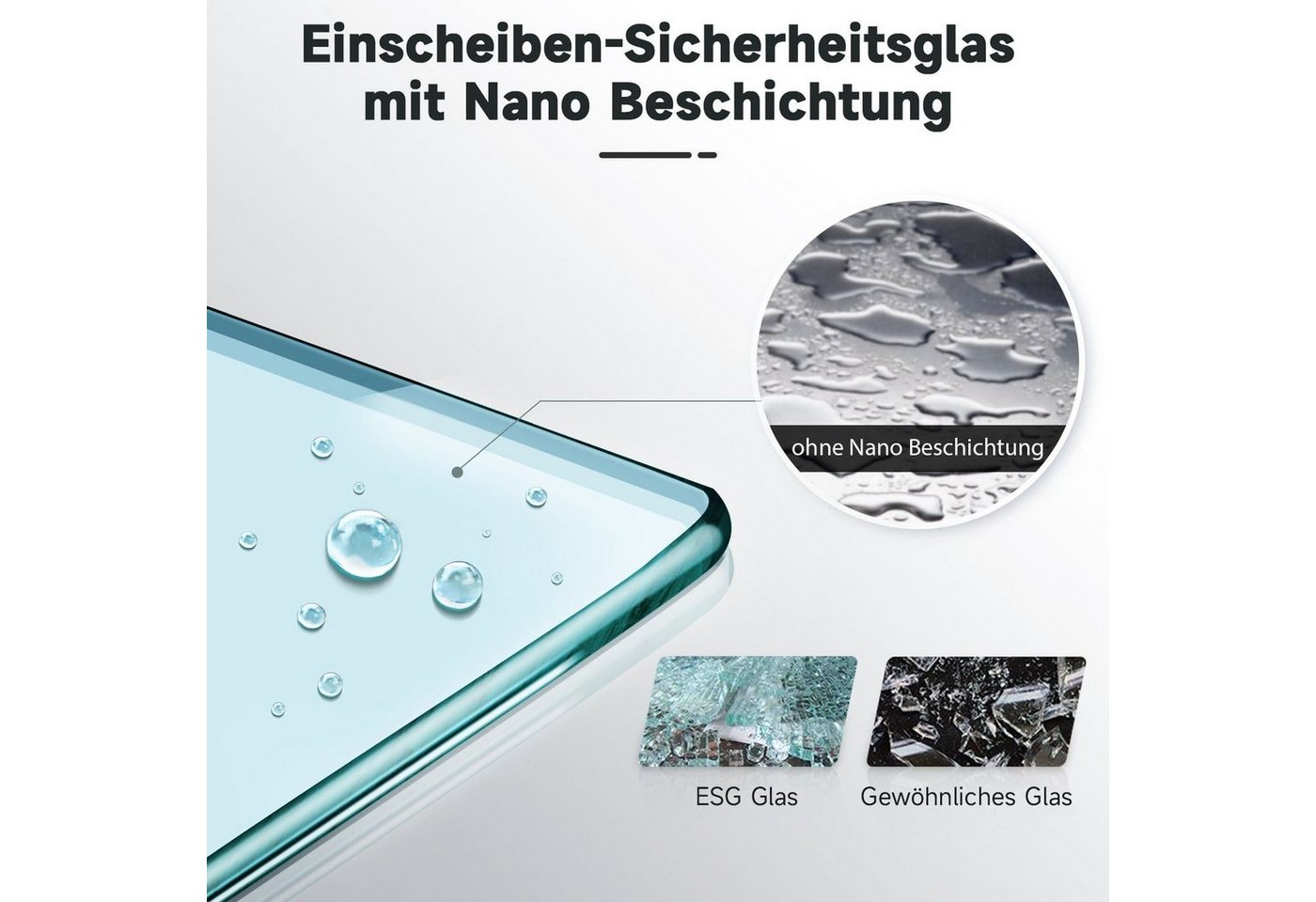 Thumbnail - SONNI Dusch-Falttür Duschtür Nischentür Falttür Schwarz Duschkabine Duschabtrennung, ESG Nano Glas