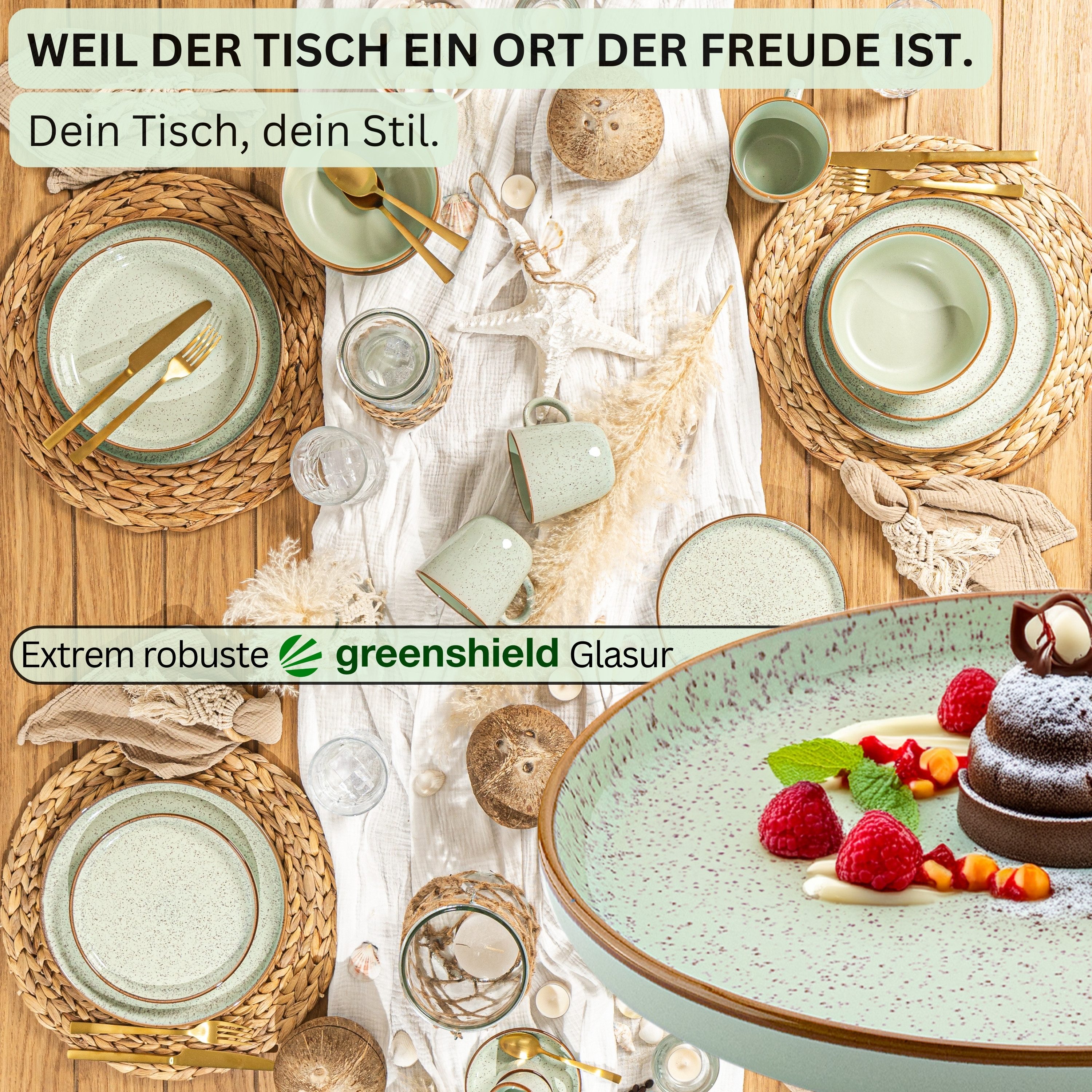 SÄNGER Tafelservice Rio Geschirrset (30-tlg), 6 Personen, Steingut, Handmade, Mintgrün, Erweiterbar, VALUE COLLECTION – Bild 3 von 5